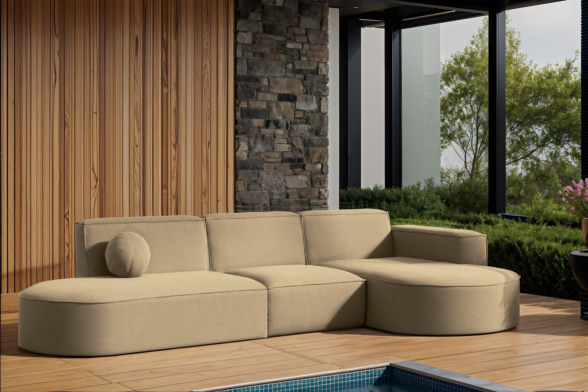 Fun Möbel Loungesofa Gartenmöbel Gartensofa Ecksofa FUN FEDRA, inkl. 1 Zierkissen, Wetterfesterstoff