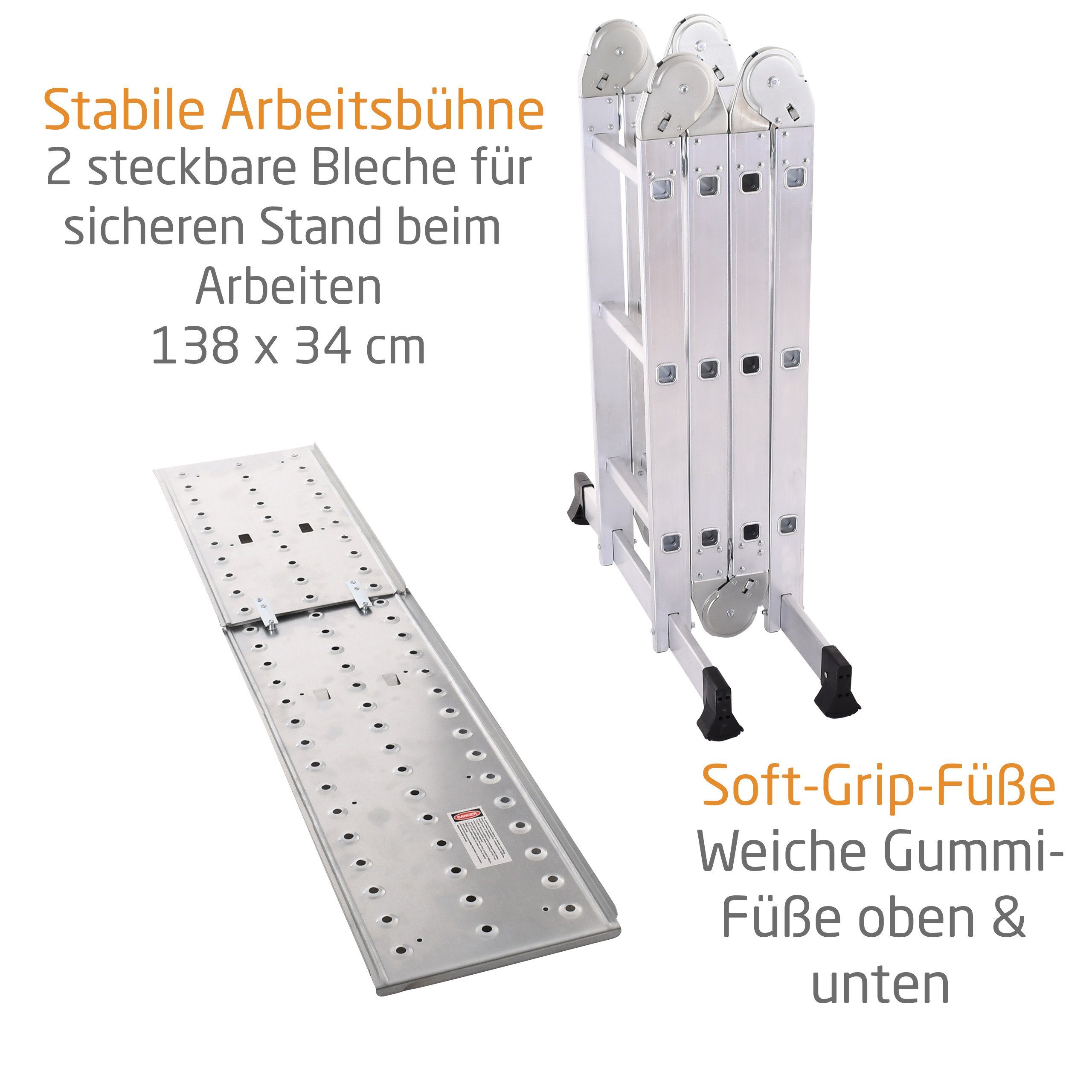 Raburg Vielzweckleiter x 4 3 Alu-Multi-3-Gelenk-Leiter Sprossen Aluminium, STAGE