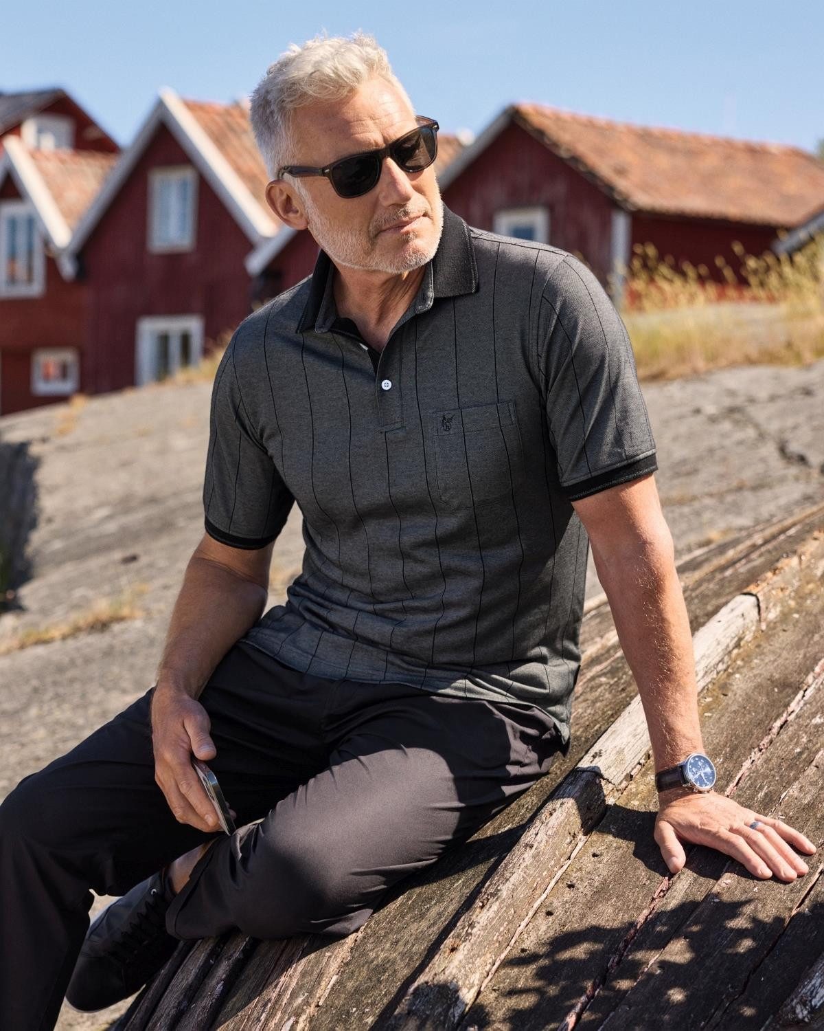 Hajo Poloshirt Poloshirt in längs verlaufender günstig online kaufen