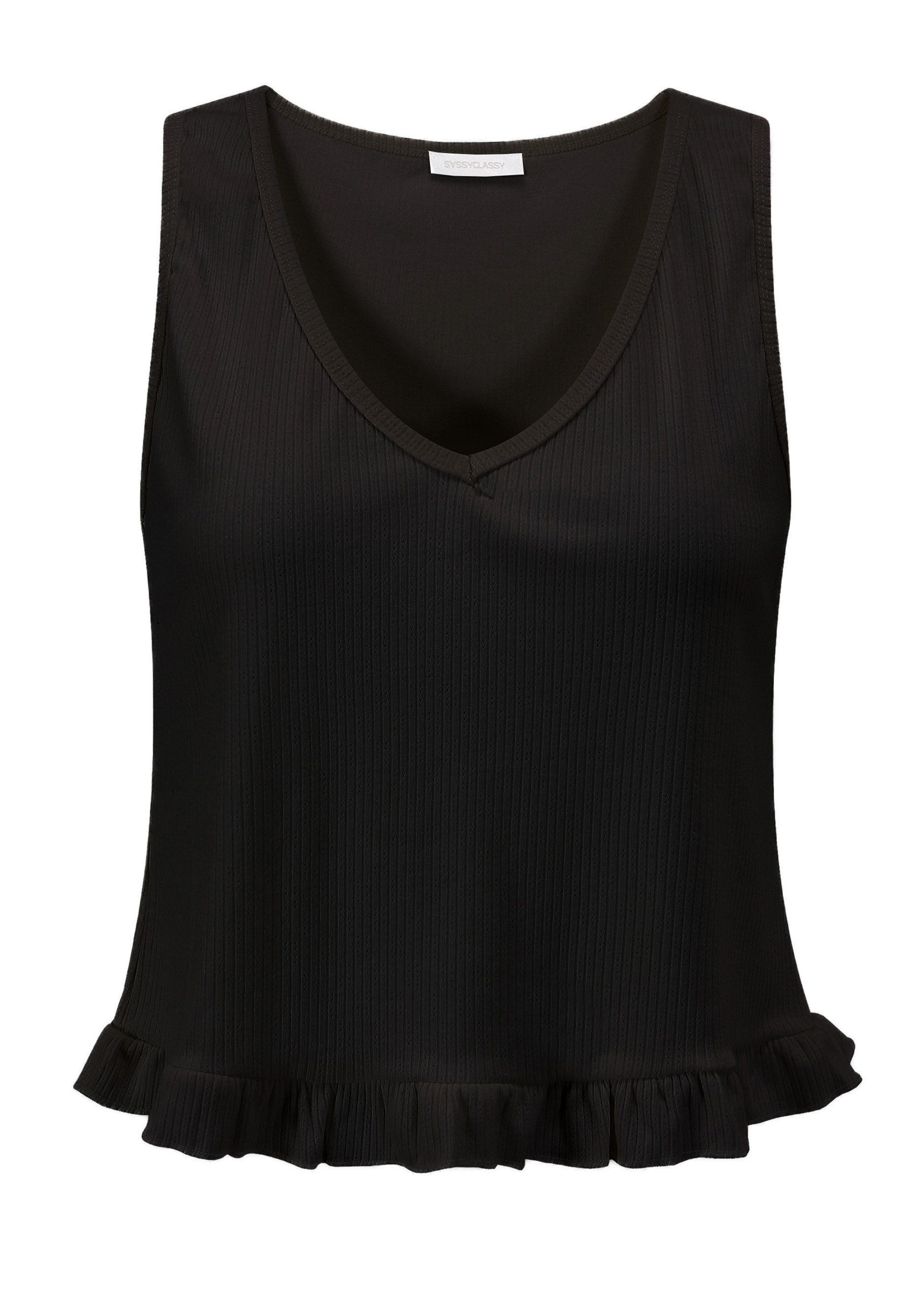SASSYCLASSY T-Shirt Rüsschentop Damen mit V-Ausschnitt günstig online kaufen