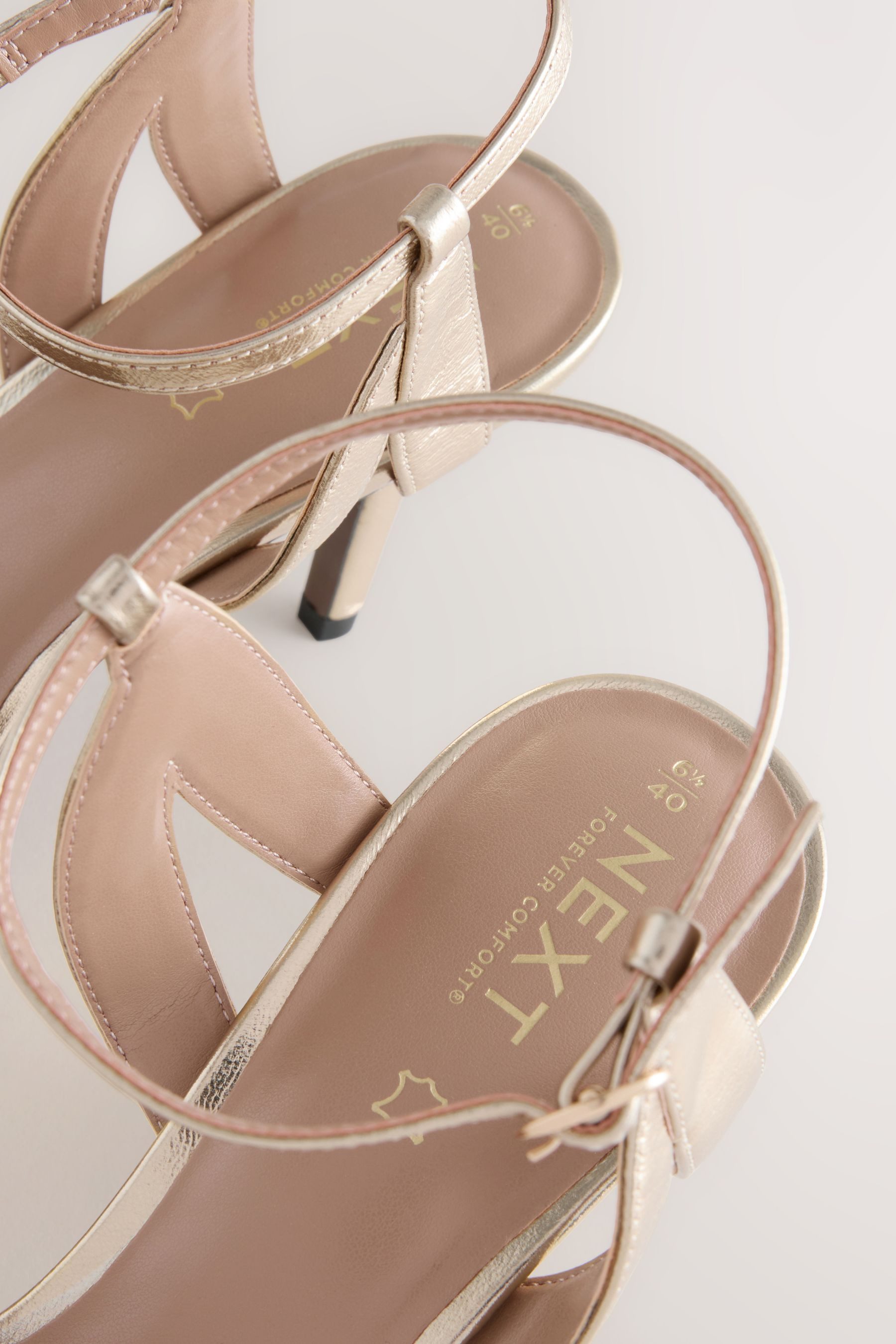 Next Forever Comfort® Leder-Sandaletten, Gitteroptik High-Heel-Sandalette ( günstig online kaufen