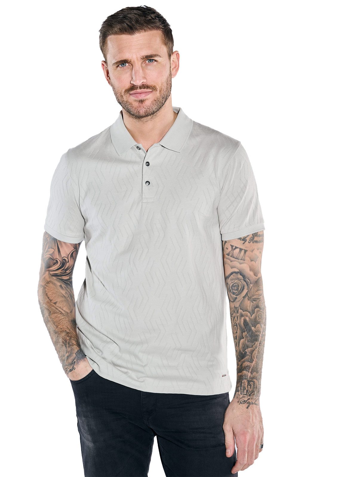 Poloshirt Herren Polo-Shirt strukturiert, Hellgrau