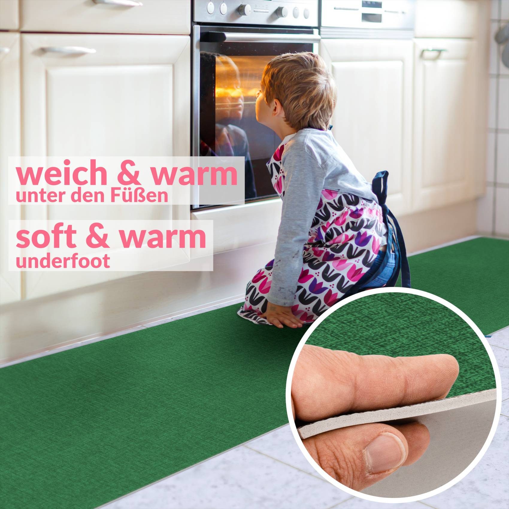 ANRO Küchenläufer Flurteppich TAREK Läufer Küche Textil, Eckig, Höhe: 3 mm, Genarbt PVC