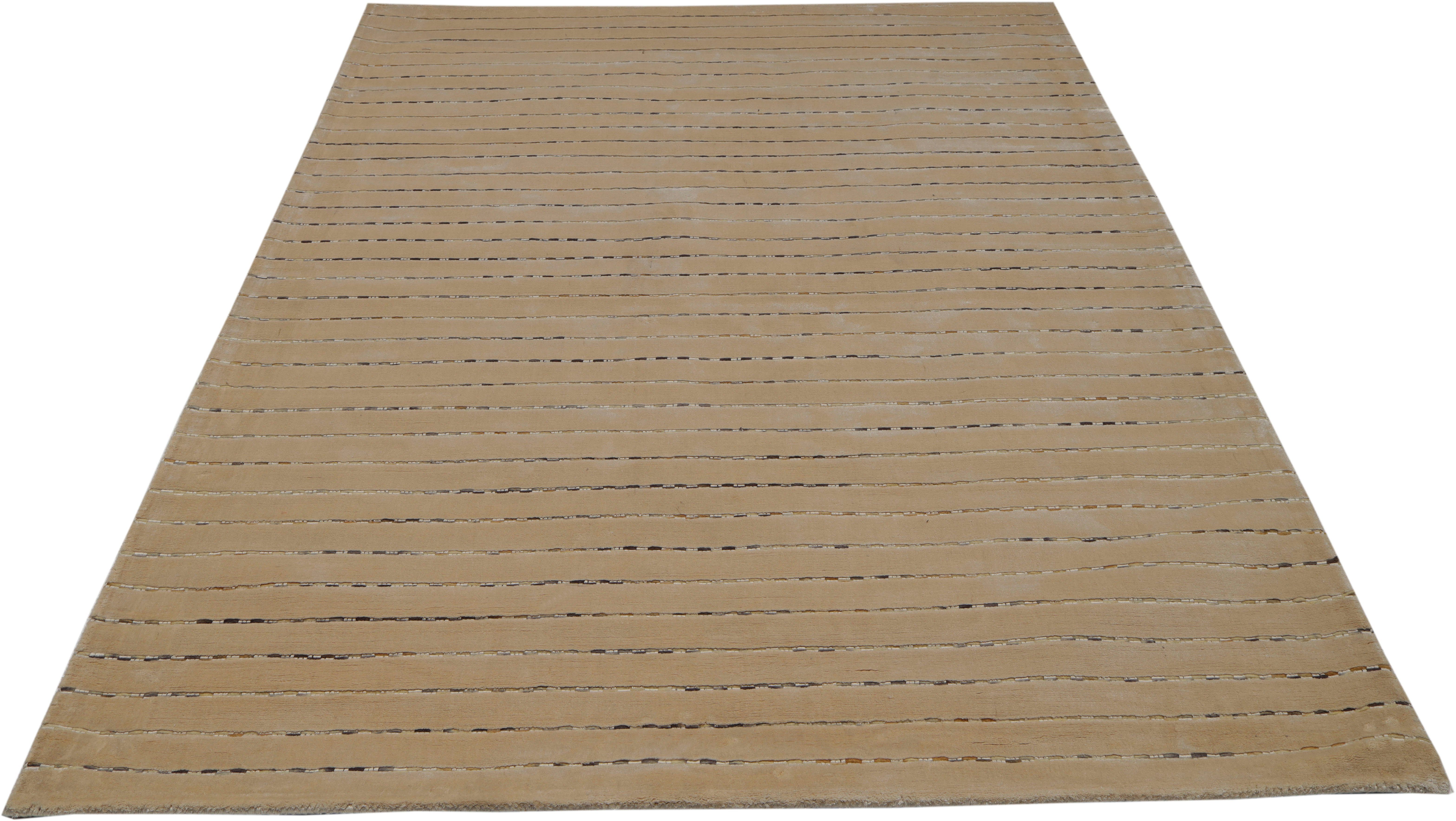Teppich Shiva, Home affaire, rechteckig, Höhe: 9 mm, Seiden-Optik, weiche Viskose, fußbodenheizungsgeeignet, gestreift sand