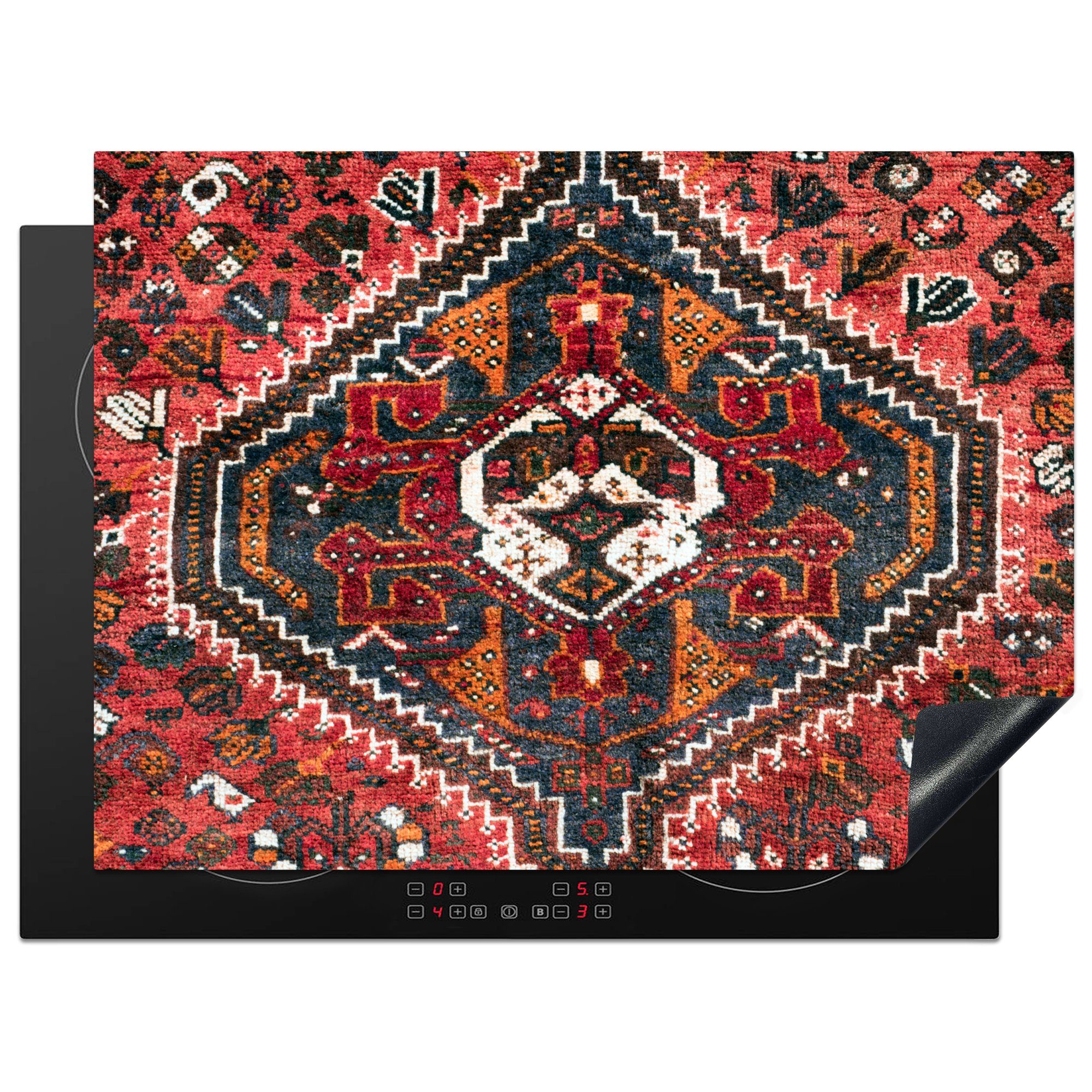MuchoWow Herdblende-/Abdeckplatte Handgefertigter persischer Teppich, Vinyl, (1 tlg), 70x52 cm, Mobile Arbeitsfläche nutzbar, Ceranfeldabdeckung