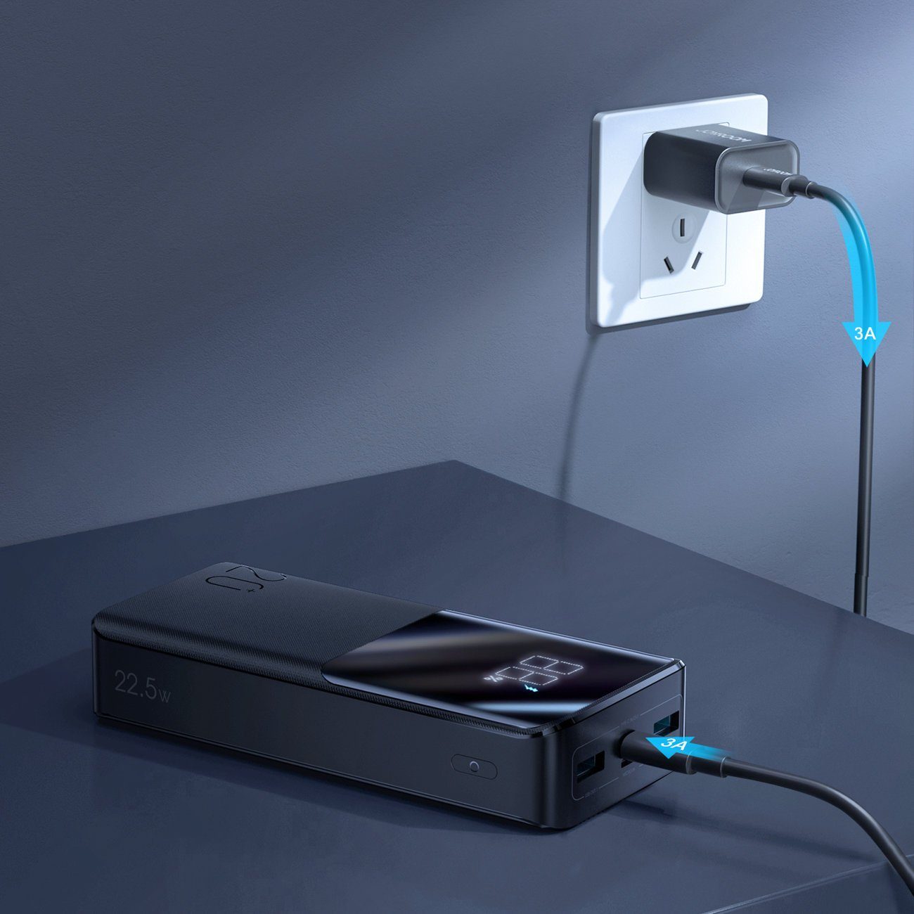 JOYROOM 22.5W PD QC3.0 AFC Externer Akku Schnell-Ladegerät schwarz Powerbank 20000 mAh