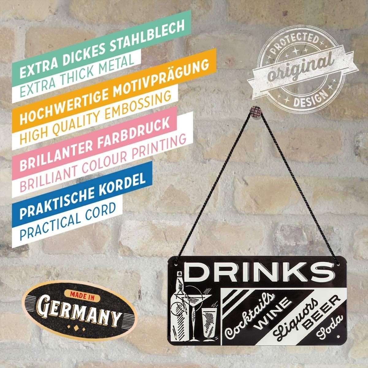 Nostalgic-Art Metallschild Hängeschild - Open Bar - Drinks