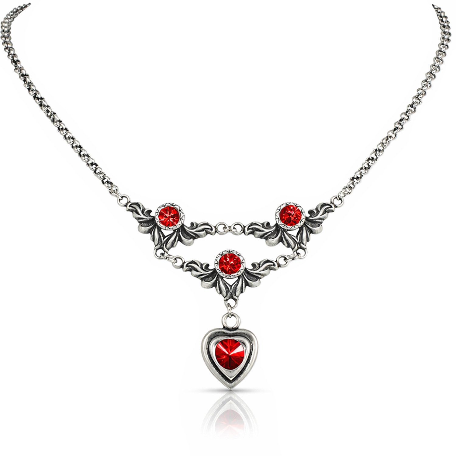 LUISIA® Kette mit Anhänger Halskette "Isabel" mit Premium Kristall Herz (in günstig online kaufen