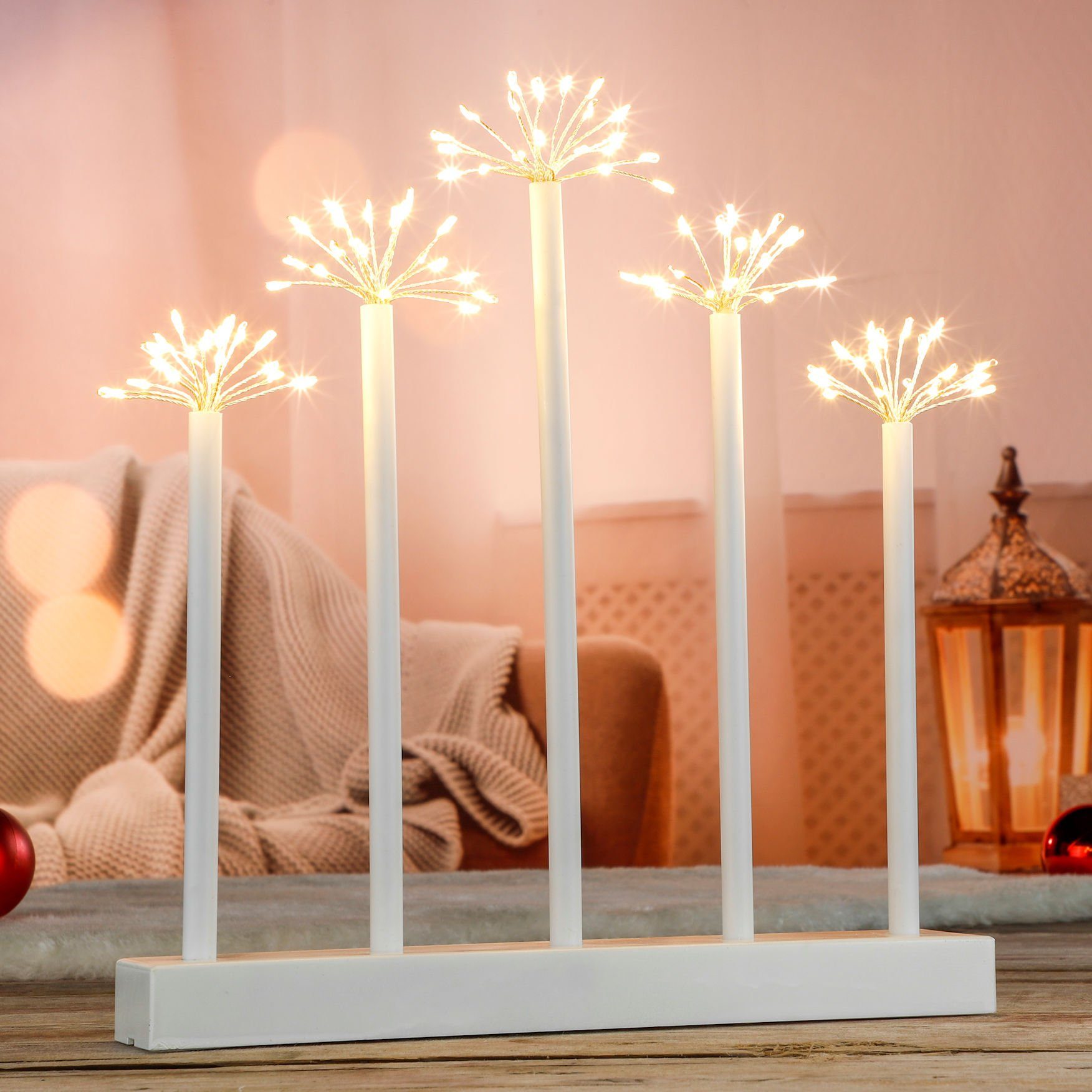 Spetebo LED Lichterbogen LED Stimmungslichter mit Sterneffekt - 100 LEDs (1-tlg), Fensterdeko mit Sterneffekt ca 31x27 cm