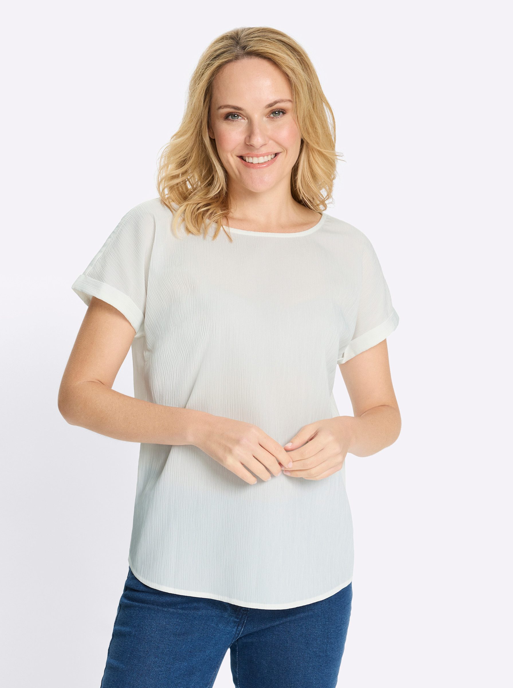 Sieh an! Klassische Bluse Schlupfbluse Kurzarm günstig online kaufen