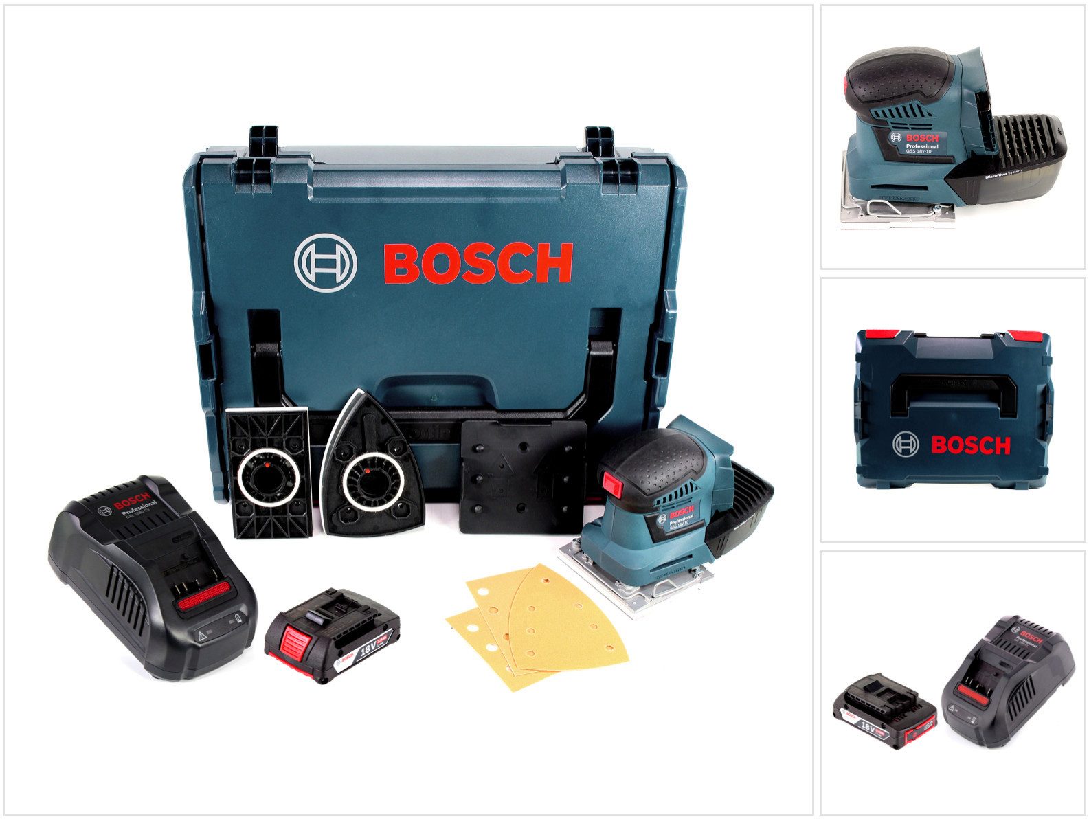 Bosch Professional Akku-Schwingschleifer GSS 18V-10 18V + 1x Akku 2,0Ah + Ladegerät + L-Boxx
