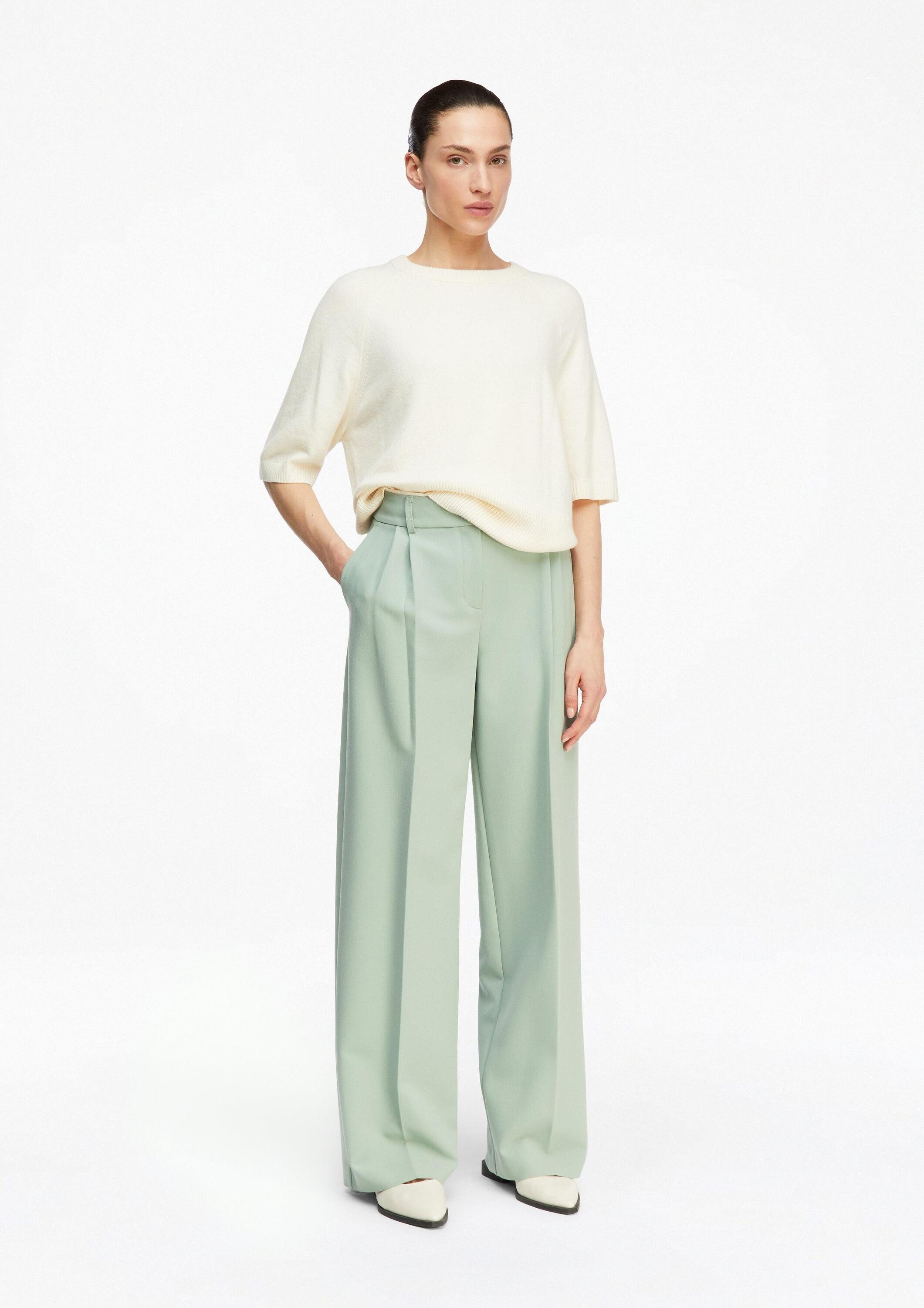 comma Chinos Hose Wide-Leg-Hose mit Falten und doppeltem Bund günstig online kaufen
