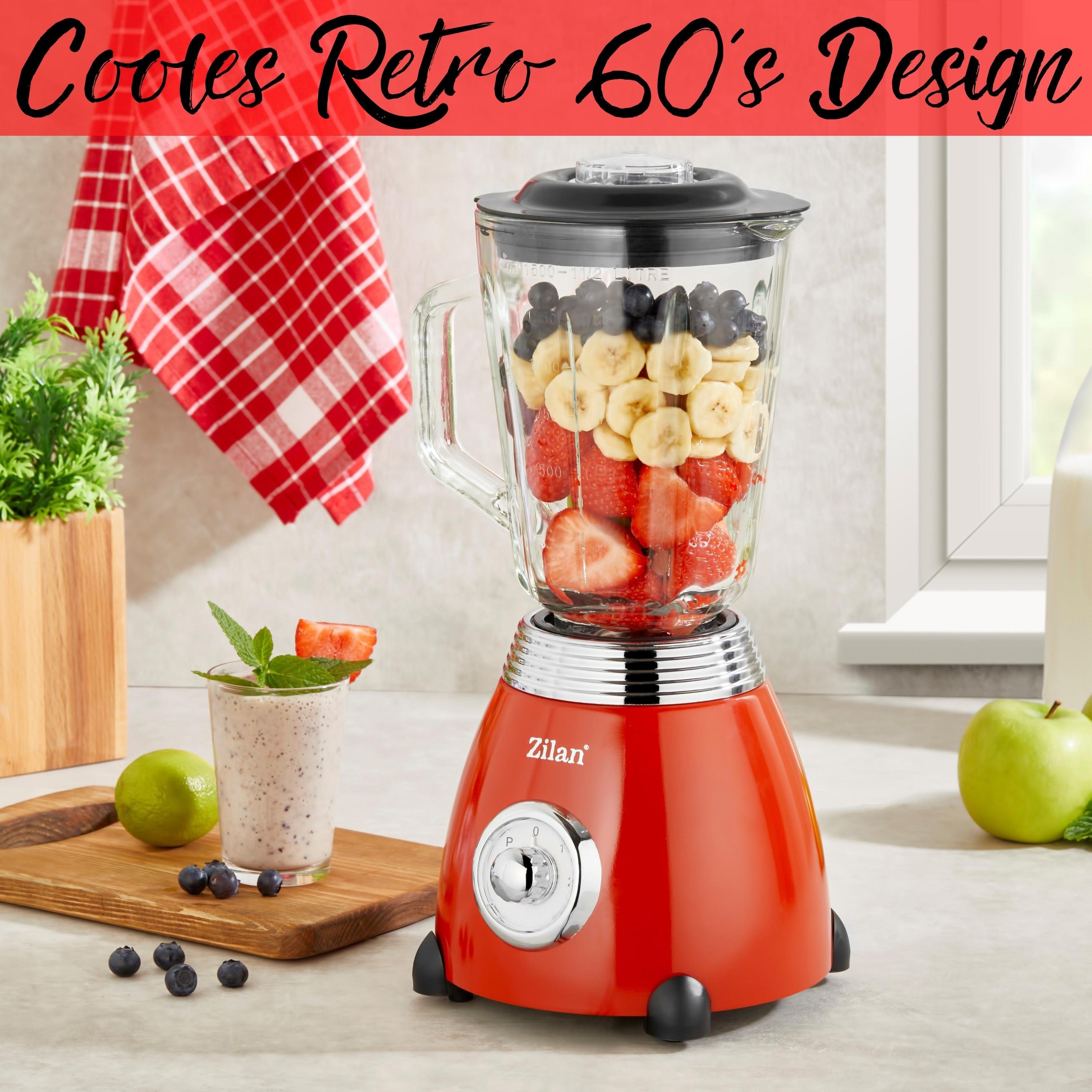 Zilan Standmixer ZLN-7057, 500 W, 1.5 Liter Glas Mixkrug,6-Fach Messer,5 Geschwindigkeitsstufen,BPA-Frei