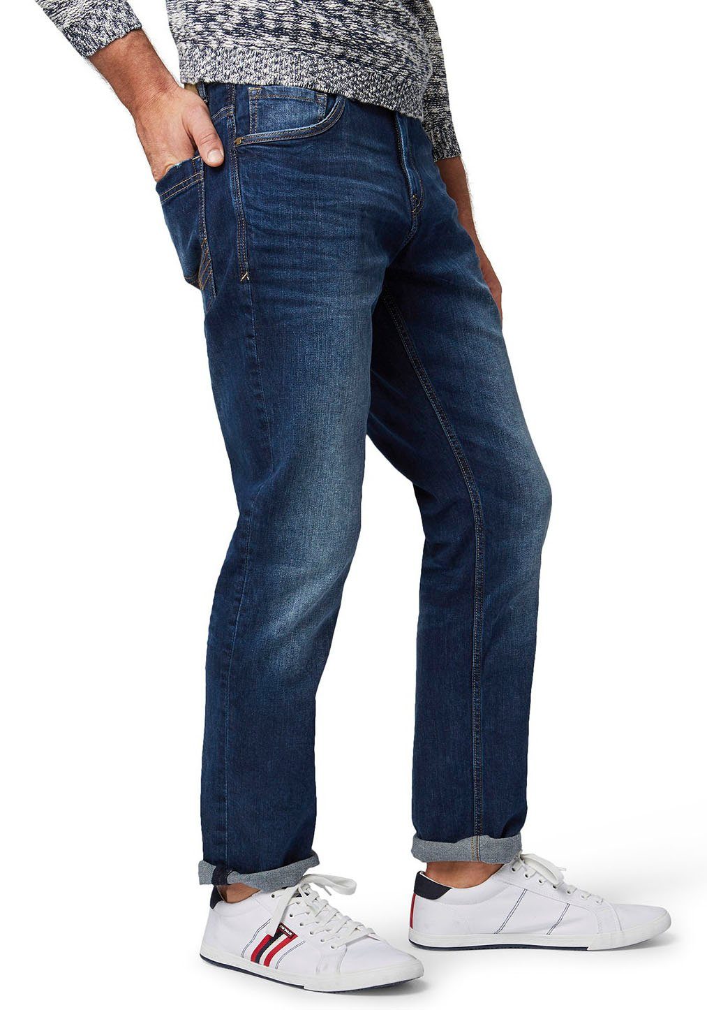 TAILOR washed denim 5-Pocket-Jeans mit Mid Reißverschluss stone Josh TOM