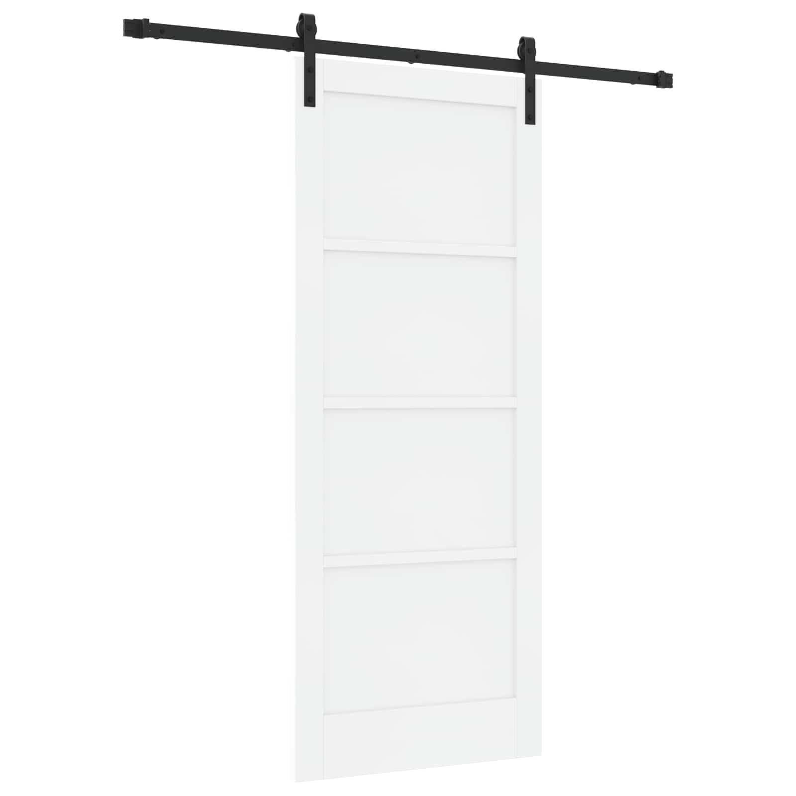 vidaXL Zimmertür 83 x 202 cm Schiebetür Weiß und Schwarz 83x202 cm Massives Kiefernholz