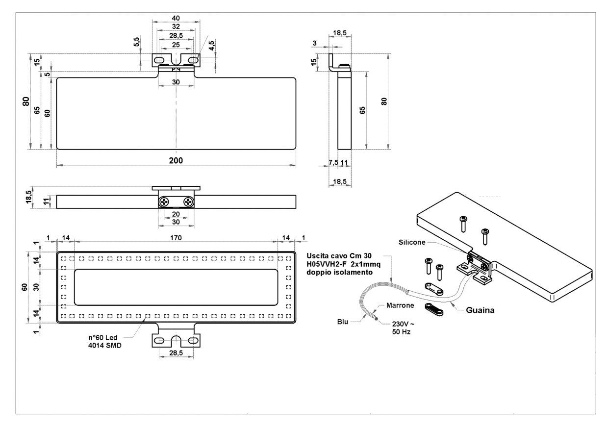 ADOB Aufbauleuchte Spiegelleuchte, LED fest integriert, Tageslichtweiß, 20 cm
