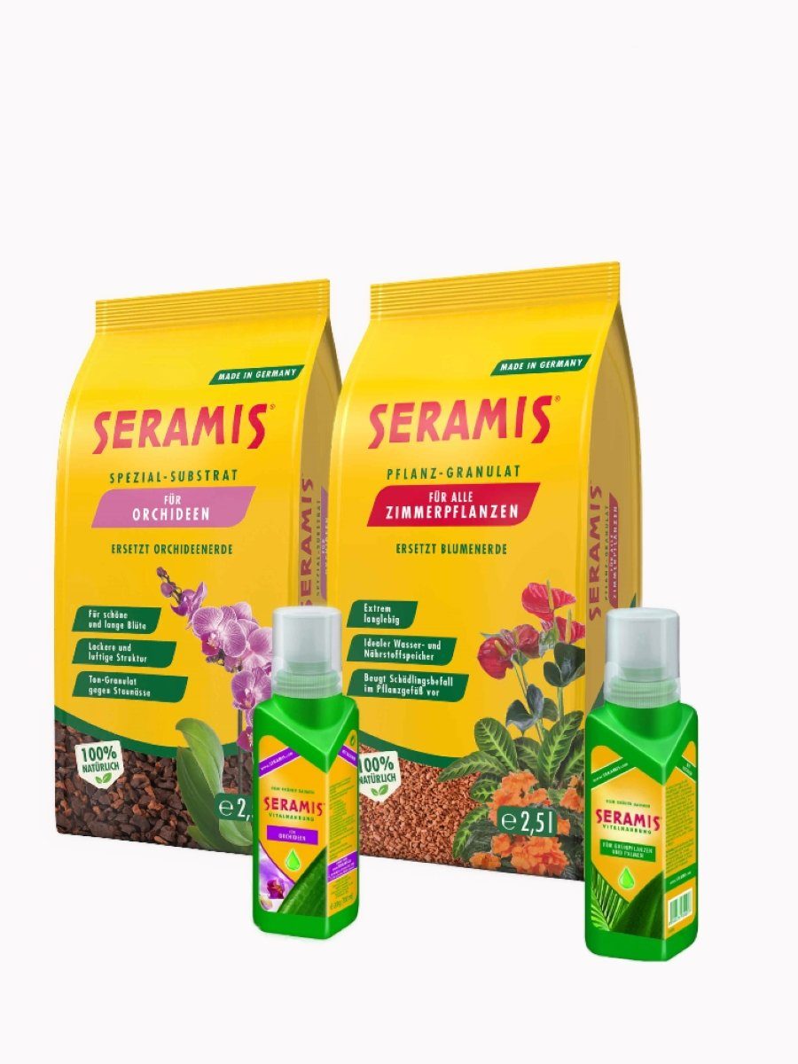 Werkshop Müller Tongranulat Seramis Paket 4 teilig, mit Pflanzgranulat für Zimmerpflanzen und Orchidee, (Sparset, 4-St., https://www.werkshop-mueller.de), Komplettset