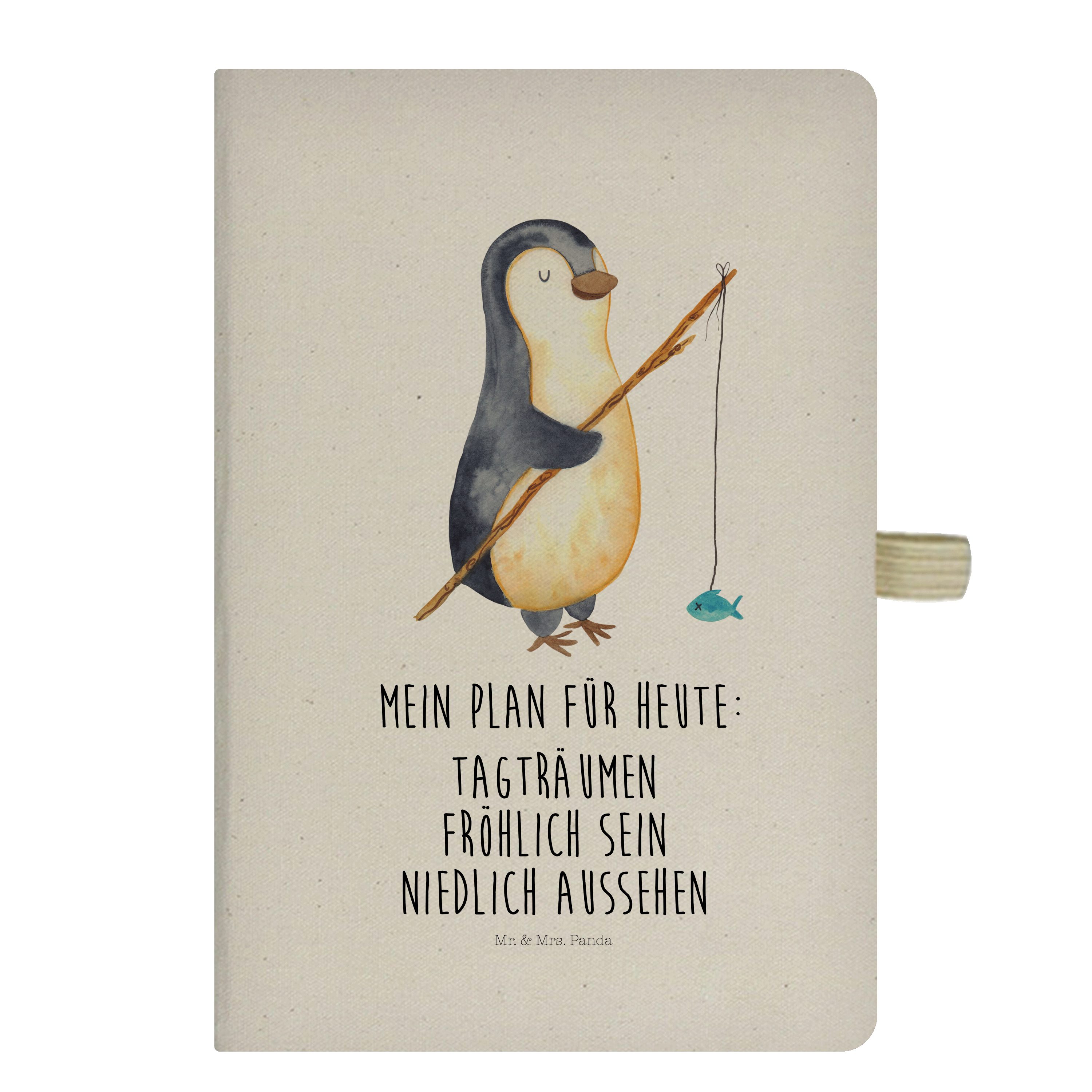 Mr. & Mrs. Panda Notizbuch Pinguin Angler - Transparent - Geschenk, Kladde, Motivation, verträum