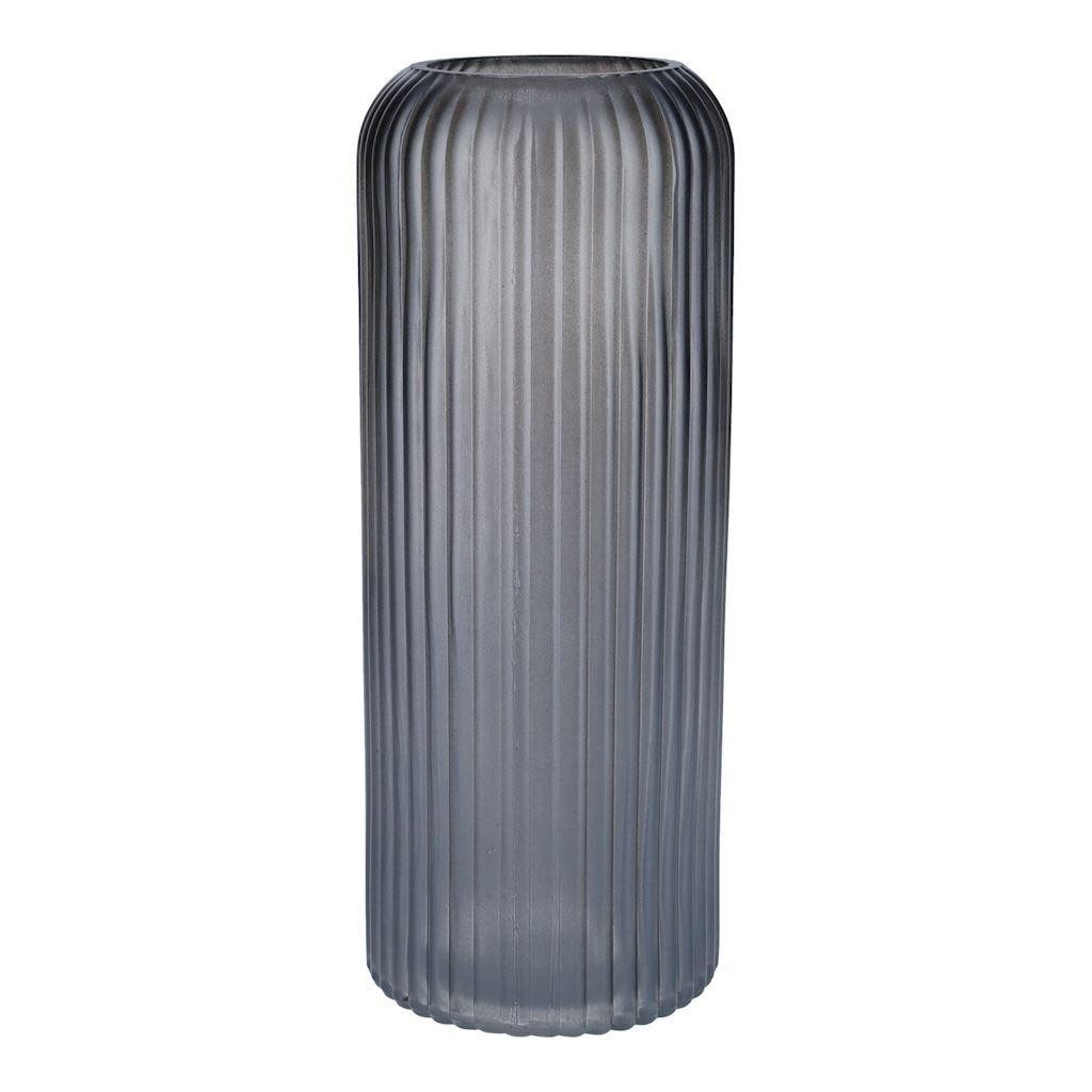 INNA-Glas Dekovase Dekovase ALBURGIS mit Rillen, Glas, grau-metallic, 25cm, Ø10cm