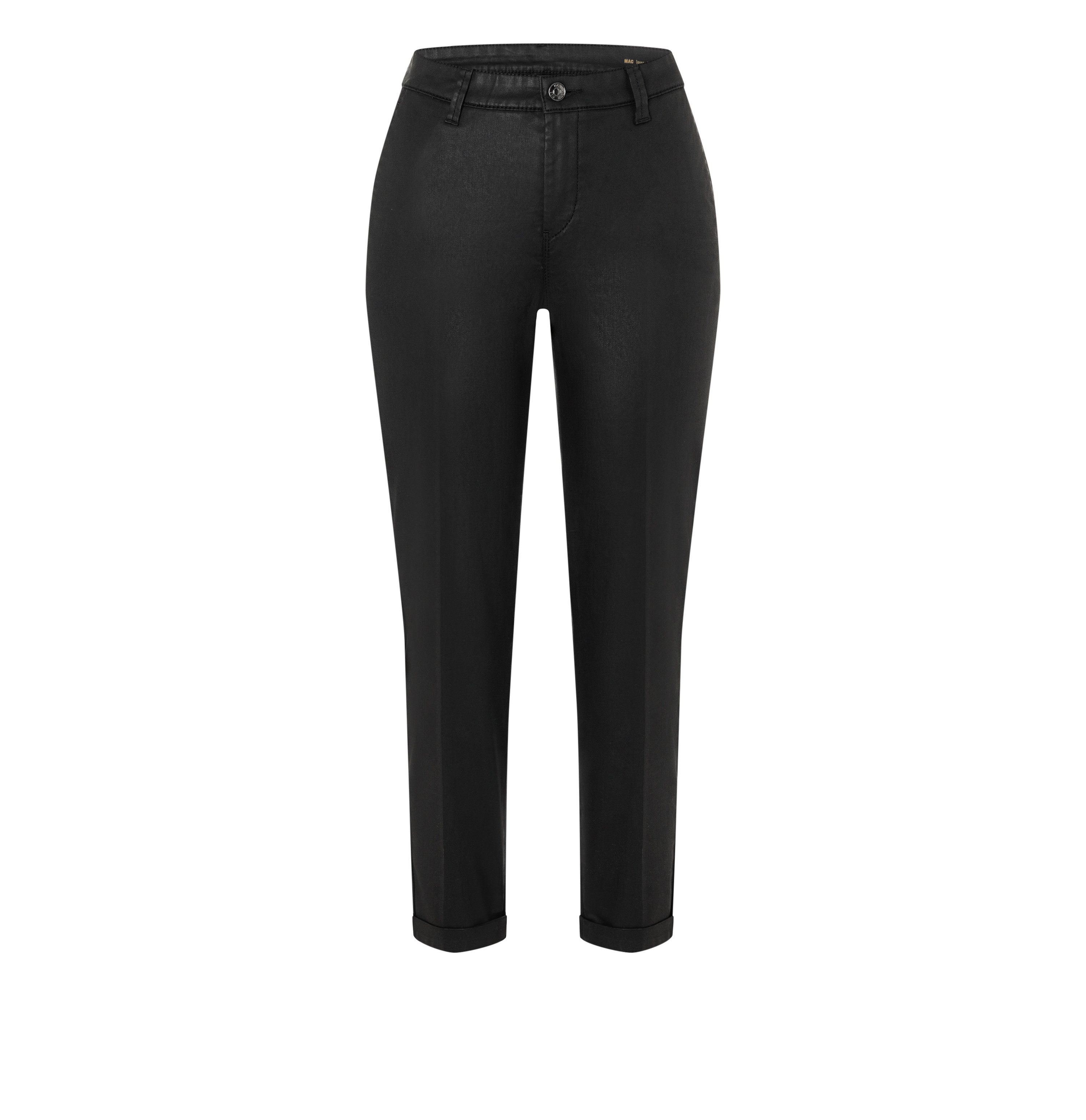 MAC Chinohose CHINO turn up Leder-Optik