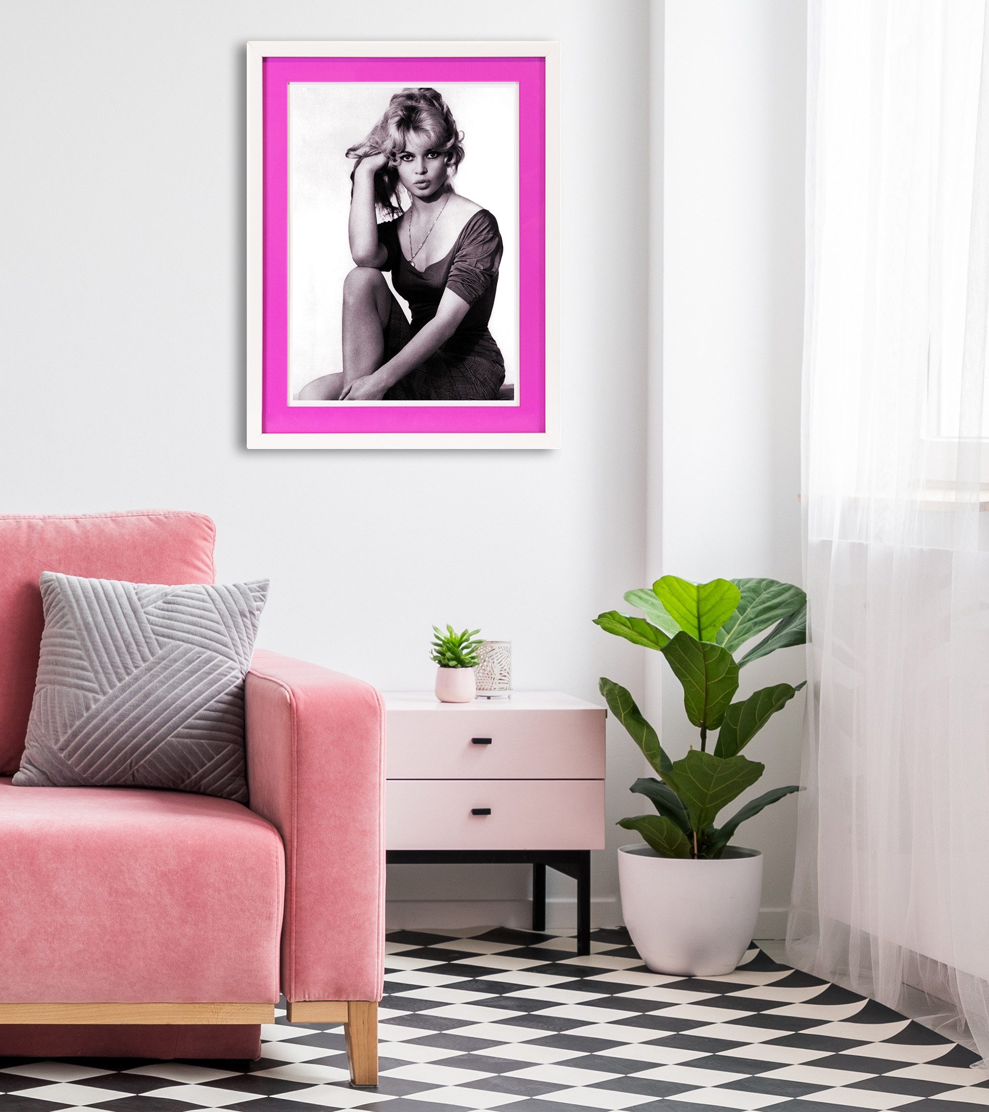 queence Bild mit Rahmen Brigitte Bardot, Изображения von Frauen, Film, Filmfiguren, Frau (1 St), Плакат mit buntem Acrylglas Passepartout