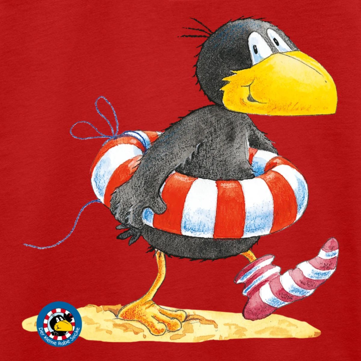 Spreadshirt T-Shirt Der kleine Rabe Socke mit Schwimmreifen Kinder Premium T-Shirt (1-tlg)