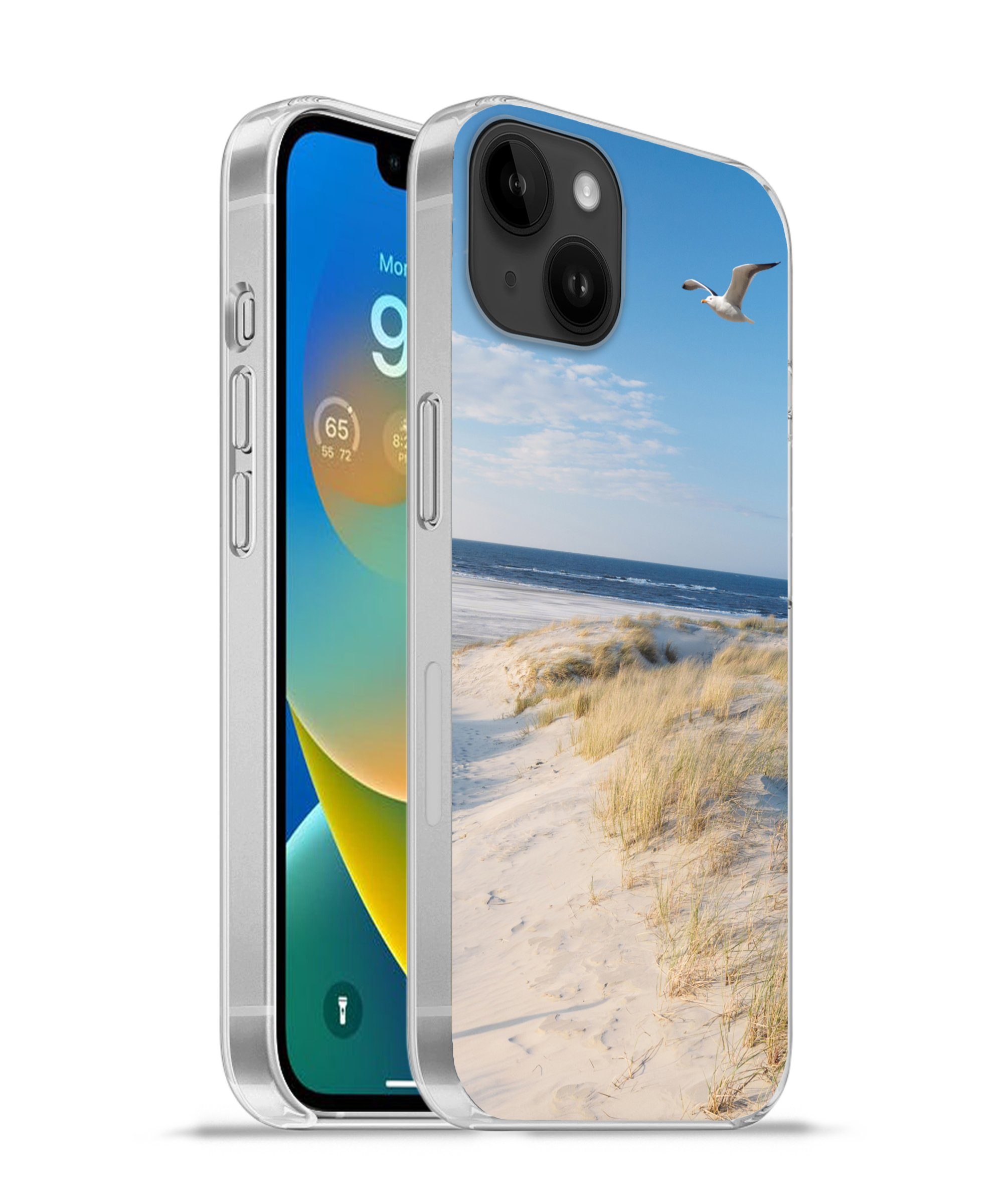 MuchoWow Handyhülle für Apple iPhone 14 Plus Düne - Möwe - Strand - Meer - Sonne, Smartphone-Bumper, Print, Handy Schutzhülle Dünn