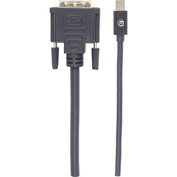MANHATTAN Mini-DisplayPort 1.2a auf DVI-Kabel HDMI-Kabel, (1.80 cm), Folienschirm, Rund, UL-zertifiziert, vergoldete Steckkontakte
