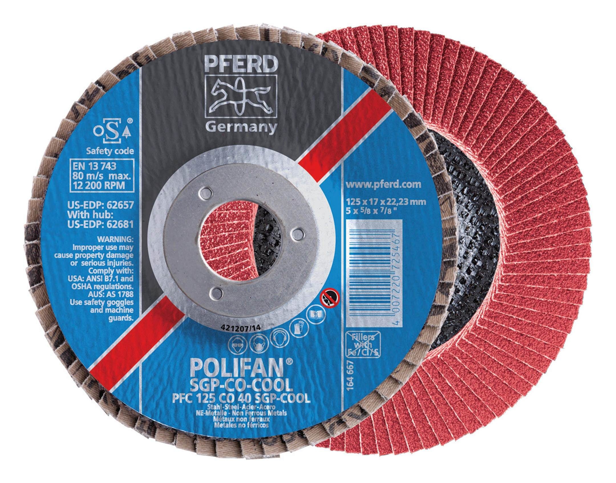 Pferd Schleifscheibe, Fächerschleifscheibe gewölbt CO40 SGP-Cool