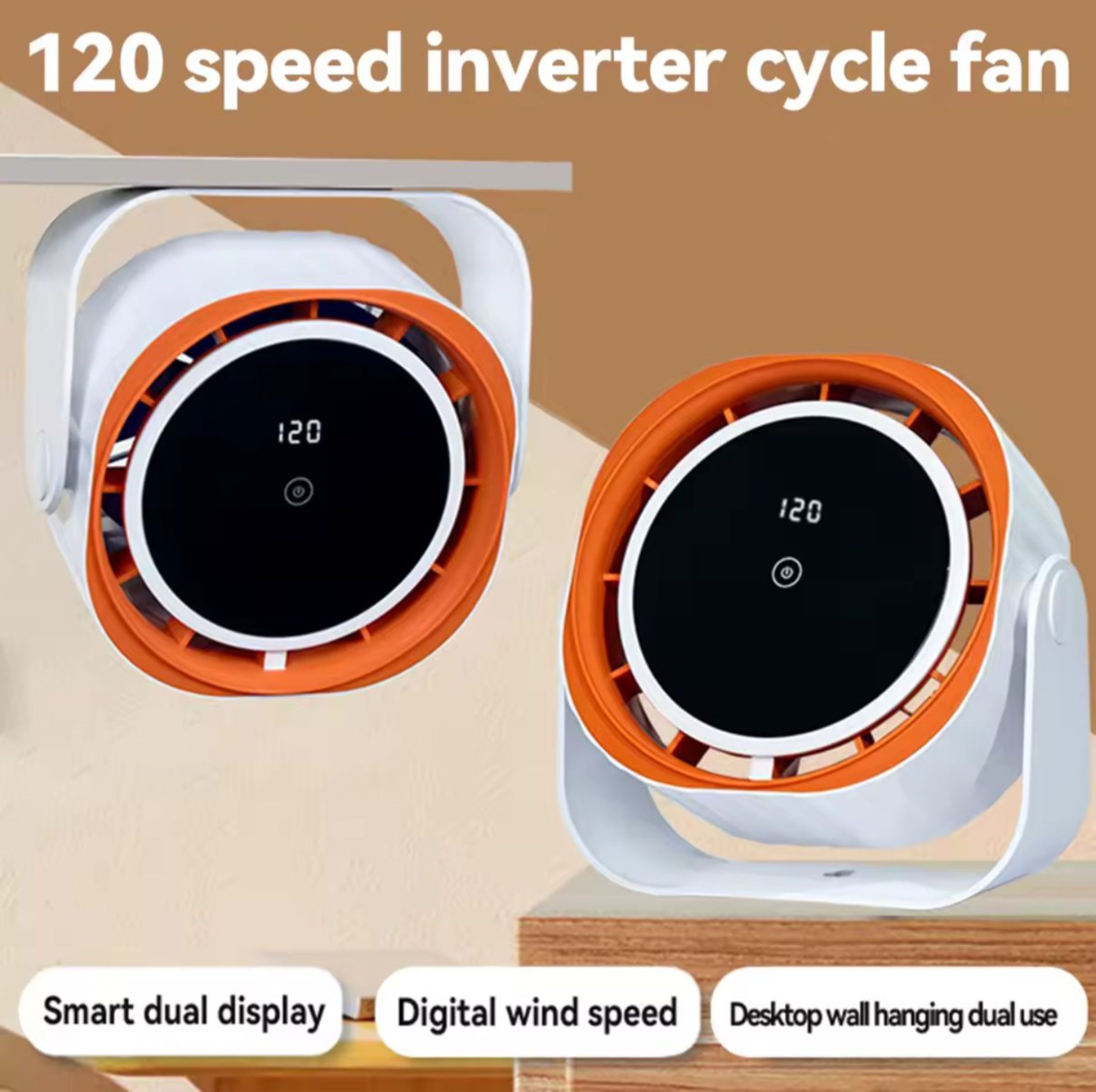 LA CUTE Akku-Ventilator Tragbarer USB-C Campingventilator mit Akku, 120 Stufen, leise & stark, 75.000 U/min, 120 Stufen, LED-Display, Schnellladung