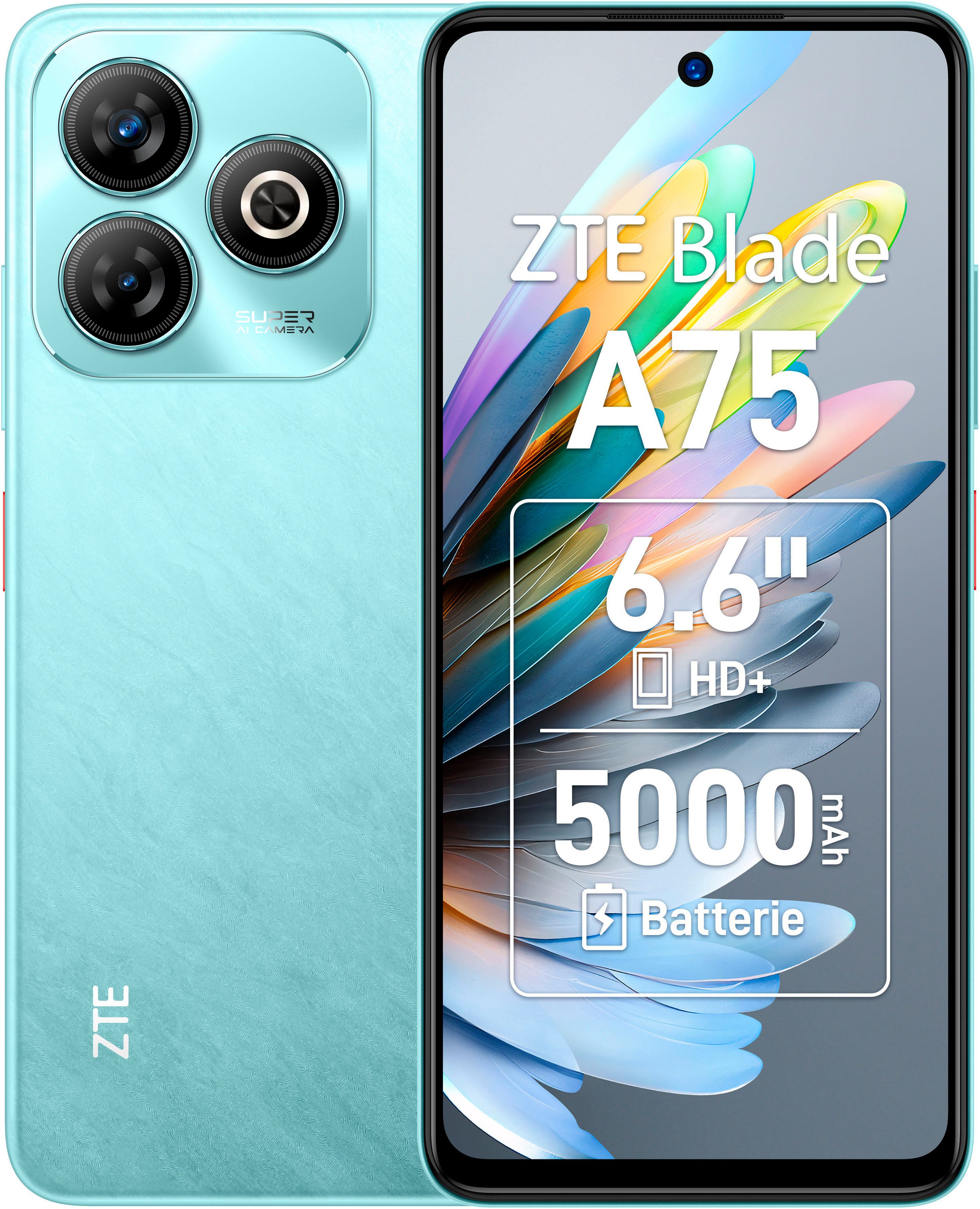 ZTE Blade A75 Smartphone (16,76 cm/6,6 Zoll, 128 GB Speicherplatz, 50 MP Kamera)