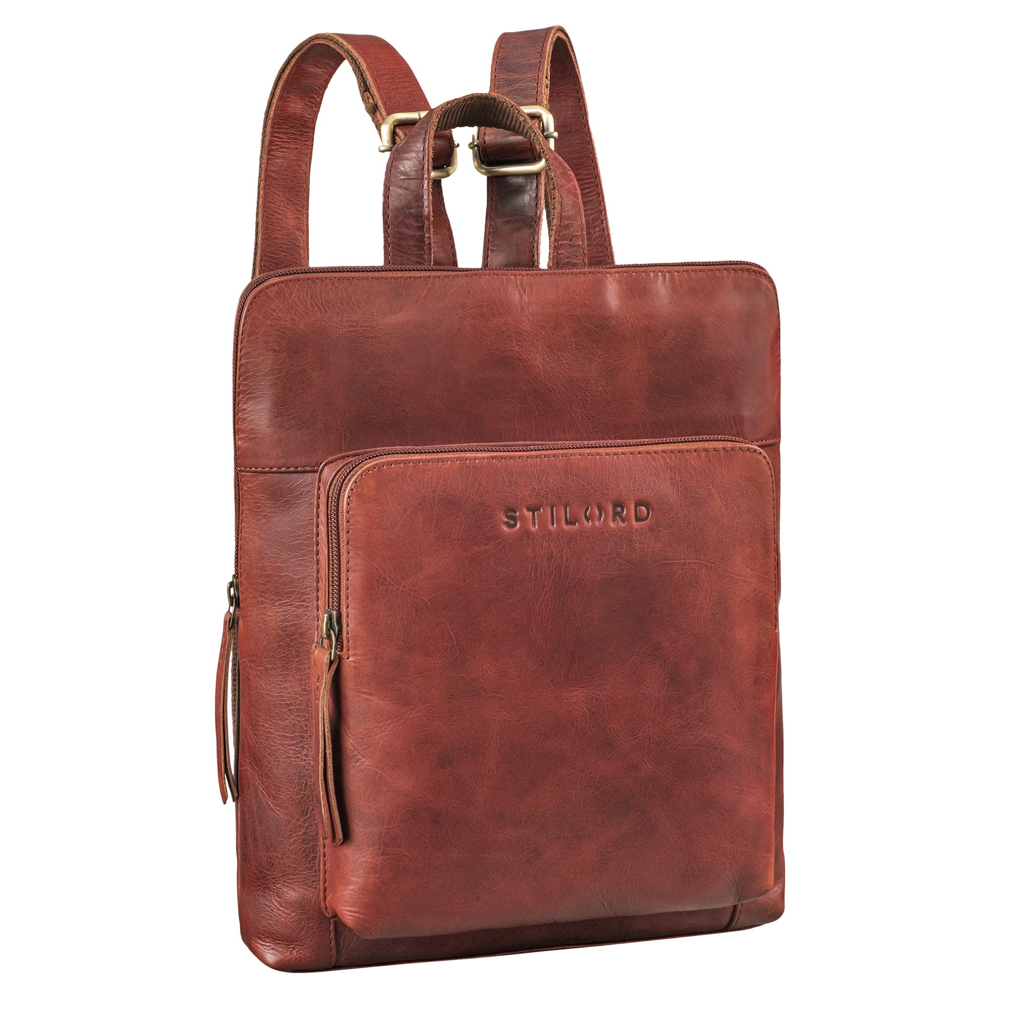 STILORD Cityrucksack "Ari" Kleiner City Rucksack Damen Leder, Leder Daypack im Retro Design aus Echtleder