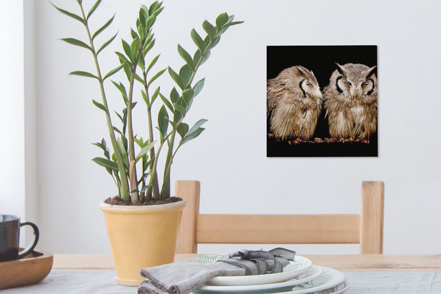 OneMillionCanvasses® Leinwandbild Eule - Wohnzimmer St), Leinwand Vogel für bunt - Bilder (1 Schwarz, Schlafzimmer