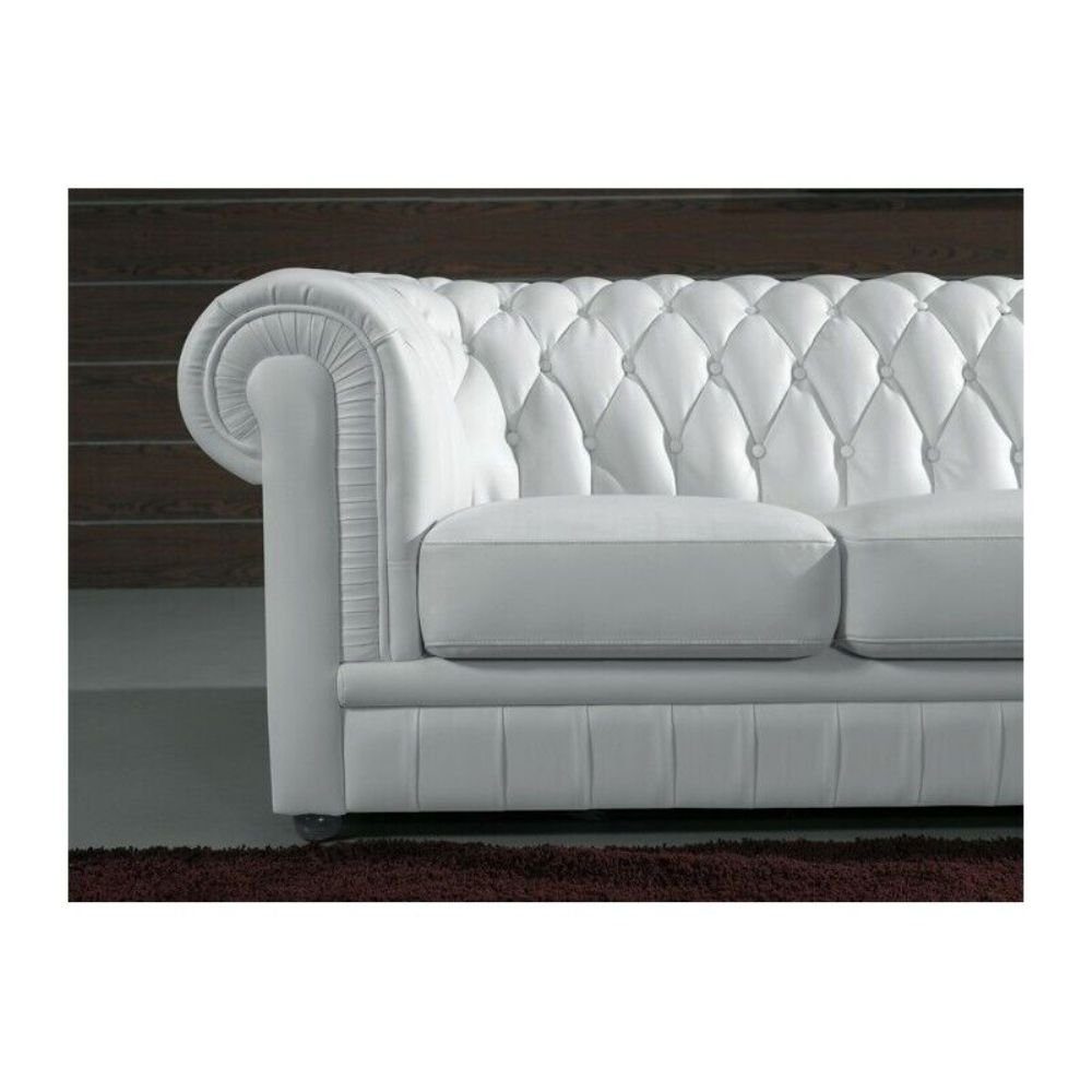 in Sofa/2-Sitzer Sofort, Made Wohnzimmer-Set Sofa/Sessel), Europa Chesterfield 100% Polster 3+2+1 Sofagarnitur JVmoebel Leder 3-Sitzer Leder (3-St., Couch