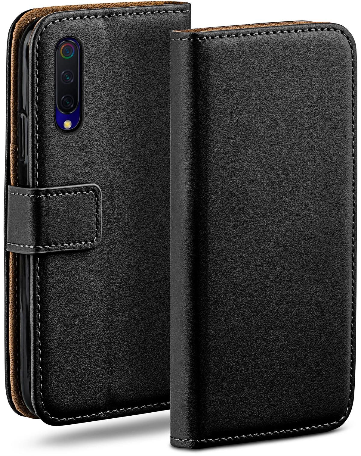 moex Handyhülle für Xiaomi Mi 9 SE Hülle Klappbar Book Case Schwarz 5,97 Zoll, Klapphülle Kartenfach Flip Cover Handytasche Leder Optik Schutzhülle