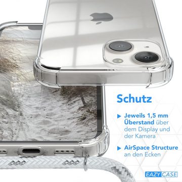 EAZY CASE Handykette Hülle mit Kette für Apple iPhone 13 Mini 5,4 Zoll, Hülle Smartphonekette für Unterwegs Festivalhülle Transparent Weiß