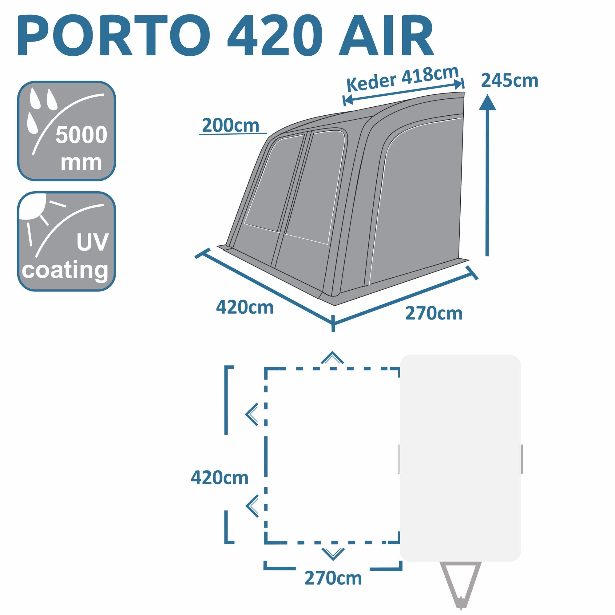 yourGEAR Vorzelt your GEAR Porto 420 Air aufblasbares Sonnenvordach Wohnwag günstig online kaufen
