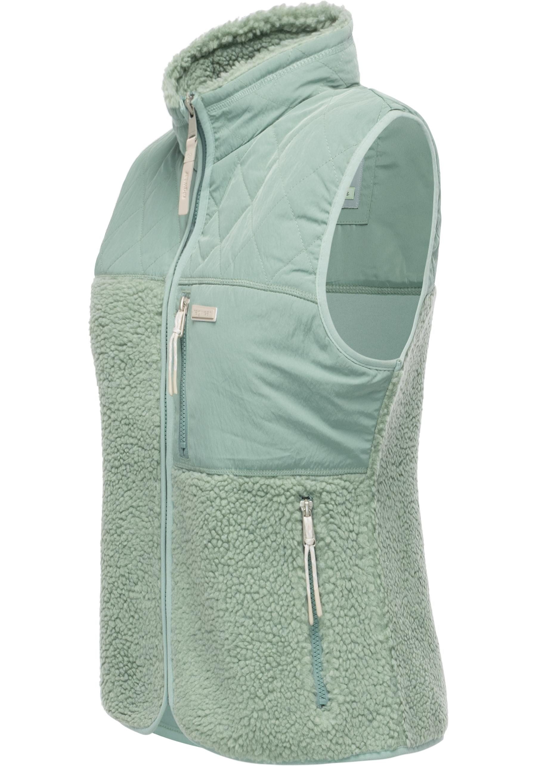 Ragwear Plüschweste Junkin Bonded warme Damen Weste aus Materialmix mit Teddy-Fleece