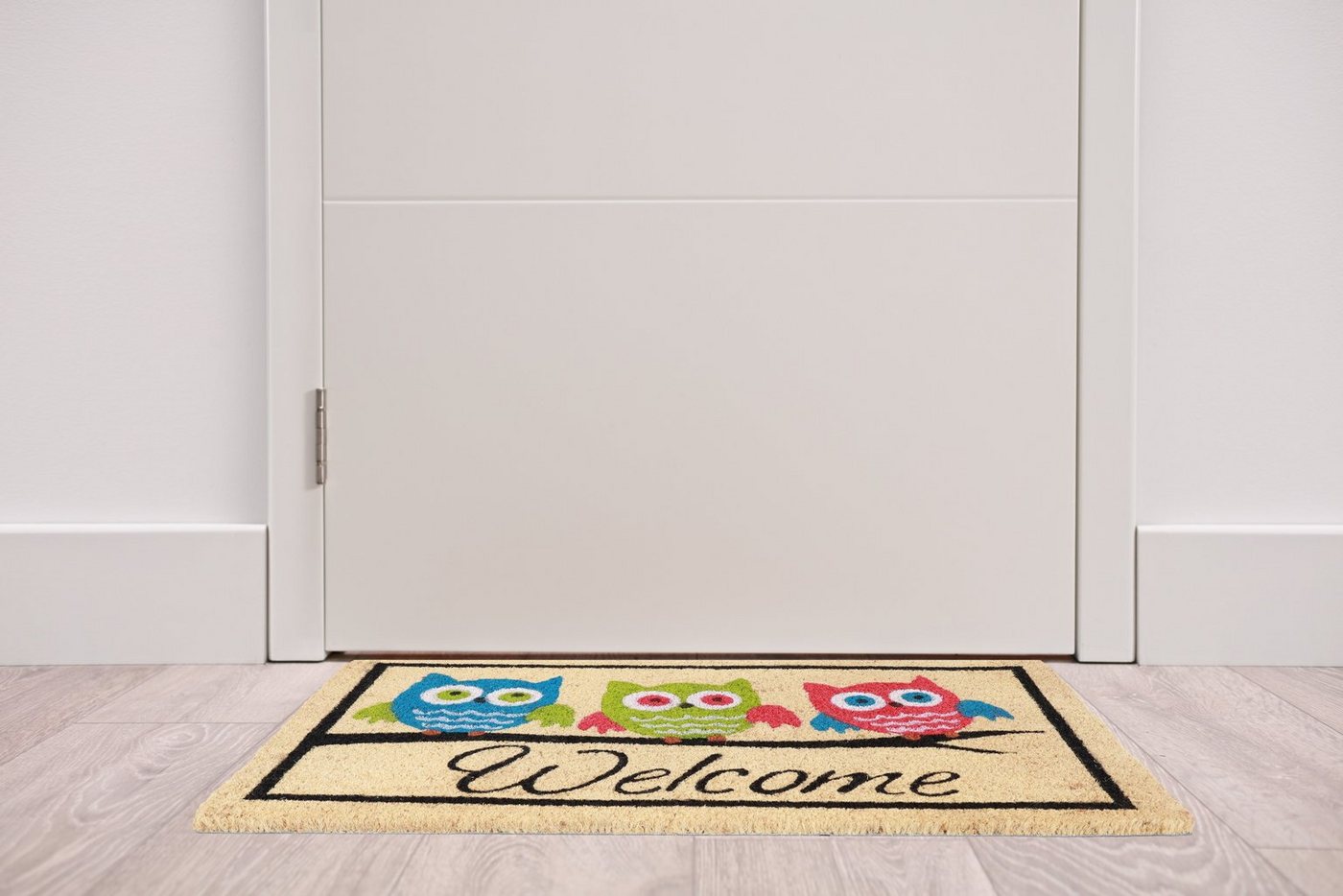 Thumbnail - Betz Kokosmatte Kokosmatte Fußmatte Schmutzfangmatte 3 Eulen Welcome beige 45x75cm, (1-St)