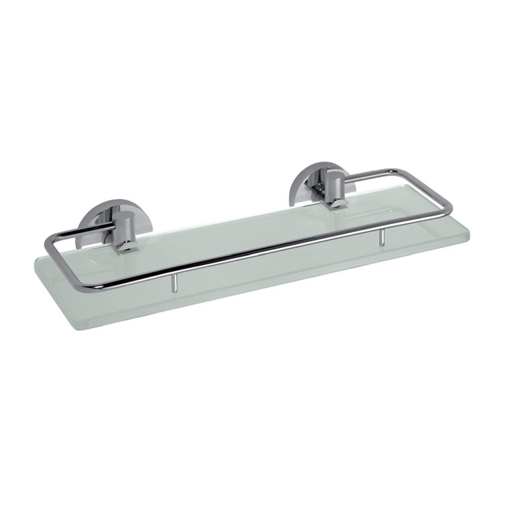 BRILLANTBAD® Duschablage BOMEGA Glasablage Messing Chrom poliert Milchglas Bad Küche >> Bohren