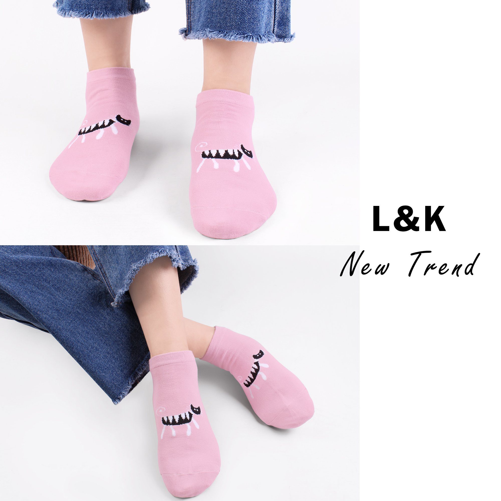 Libella Sneakersocken 2125-2157 (12er-Pack) 12 Paar Sneaker Socken mit Katze-Motiv uni Farbe – Bild 5 von 5