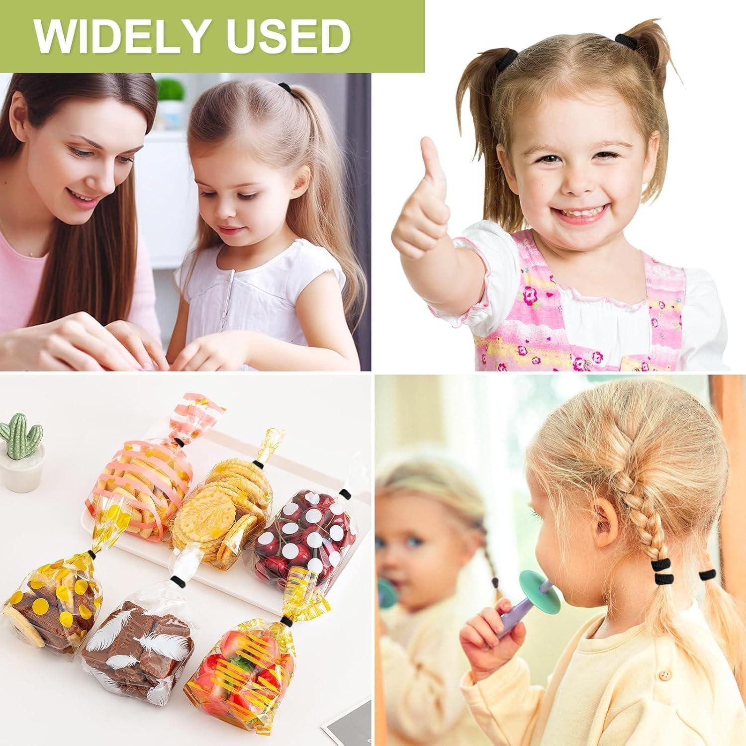 LuxusKollektion Haargummi 200 Stück Elastisch Haargummis Klein schwarz Mädchen Mini Zopfgummi