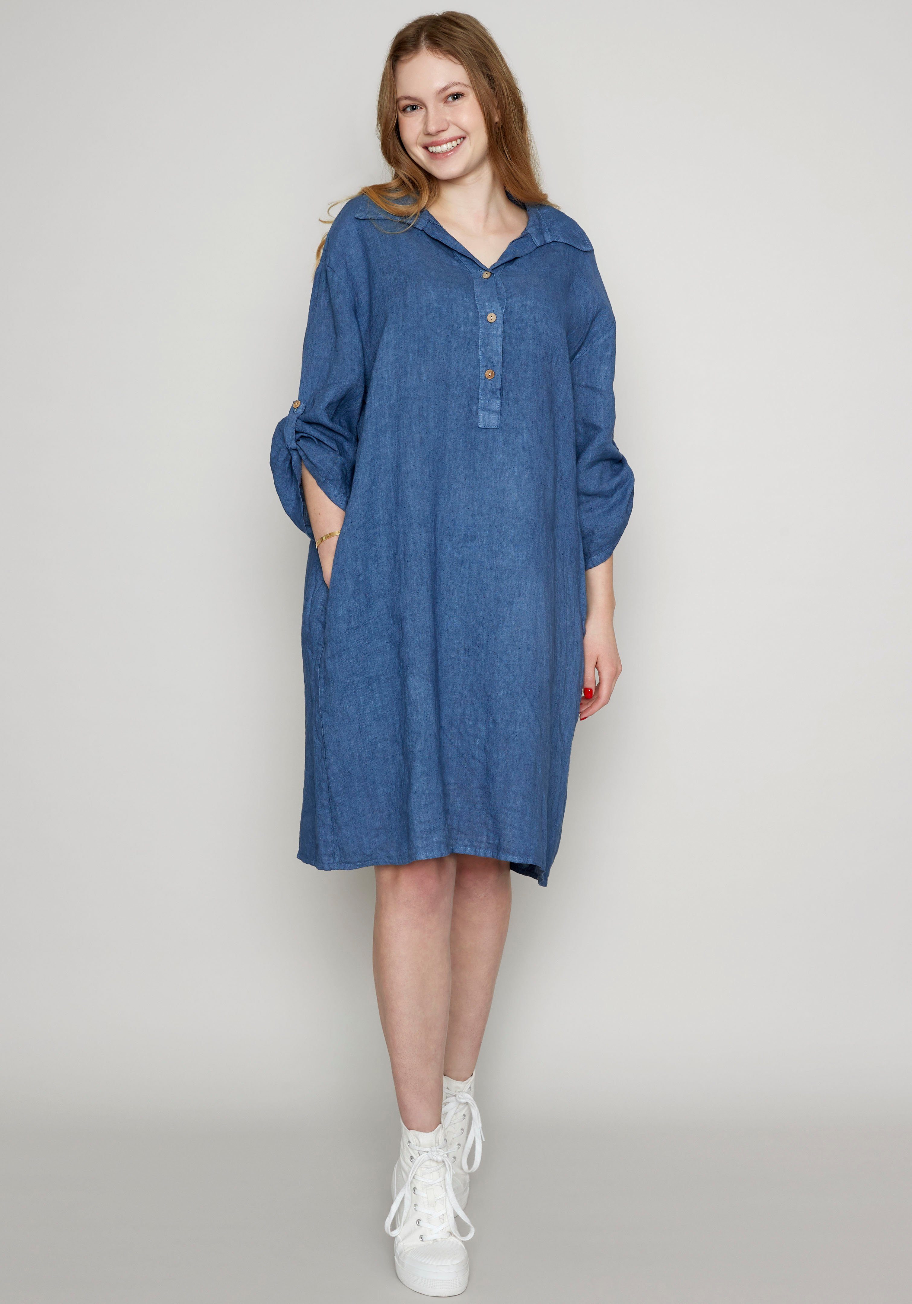 reinem aus Sommerkleid Leinen denim Ma44ja (1-tlg) ZABAIONE