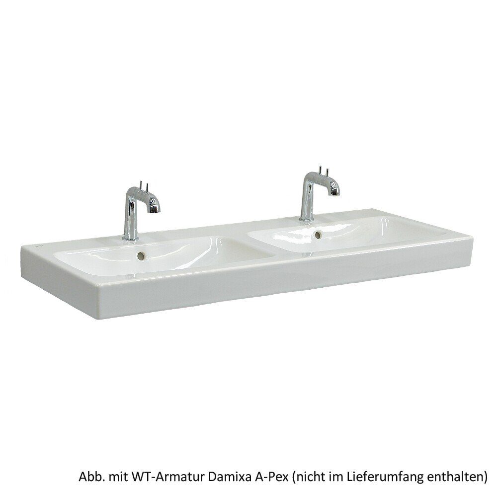 GEBERIT Waschtischarmatur Geberit Doppelwaschtisch iCon 120 x 48,5 cm, weiß, 124120000