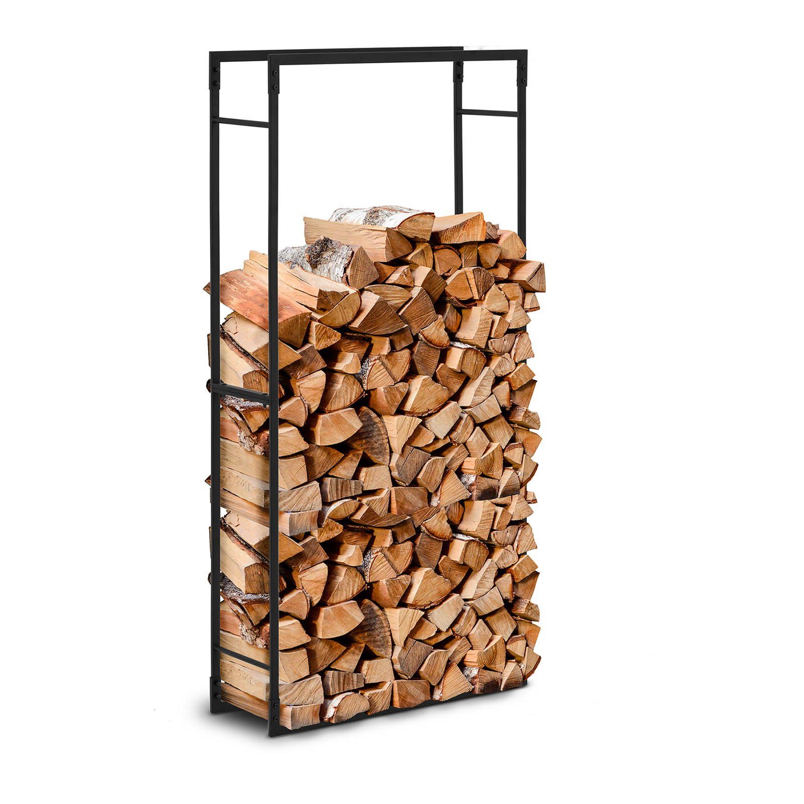 Holzständer Brennholzregal 35kg BxTxH:25x25x150 schwarz, Stahl cm Kaminholzregal Hillvert