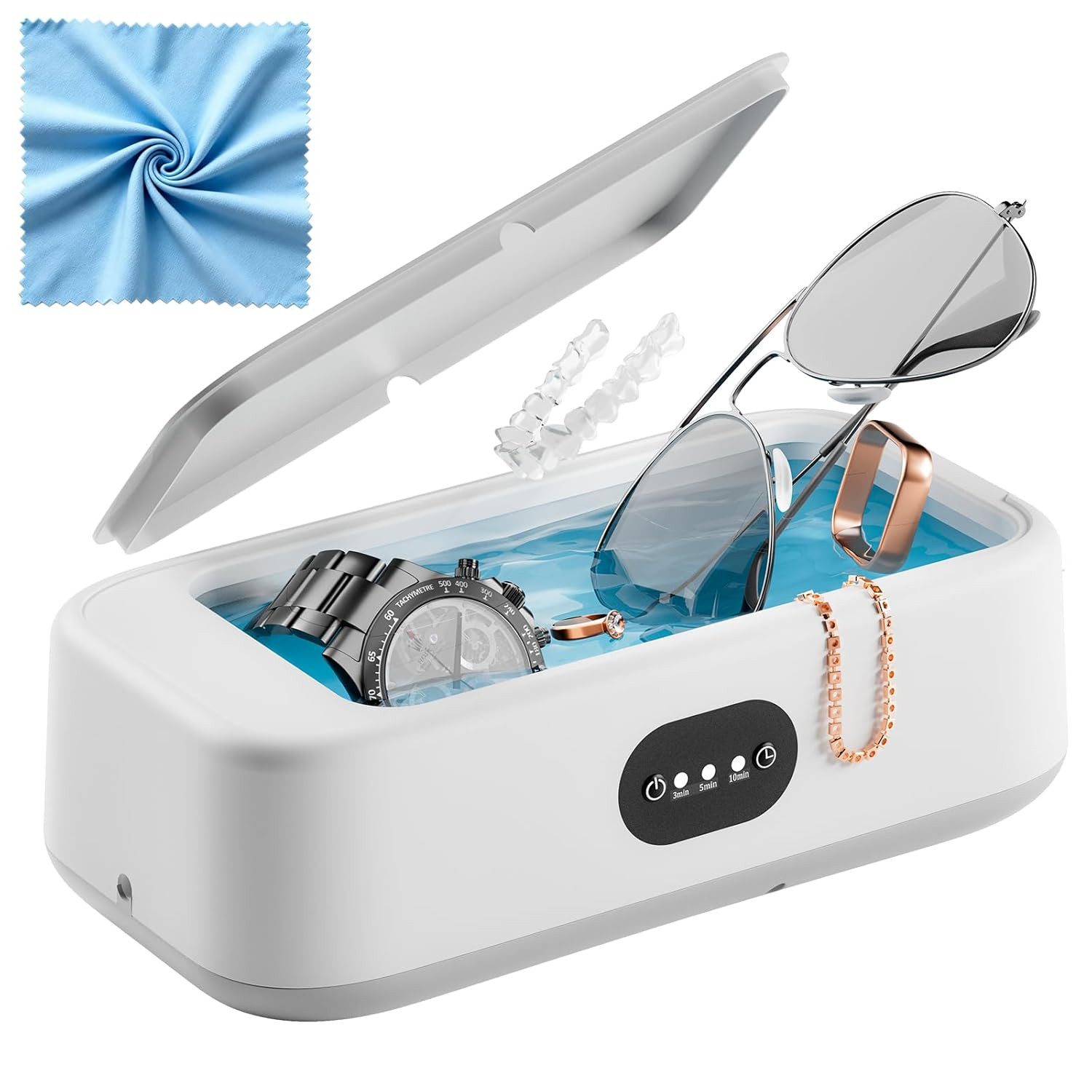FELIXLEO Ultraschallreiniger Ultraschallreiniger 49000Hz 640ml 3 Modi für Brille Schmuck tragbar