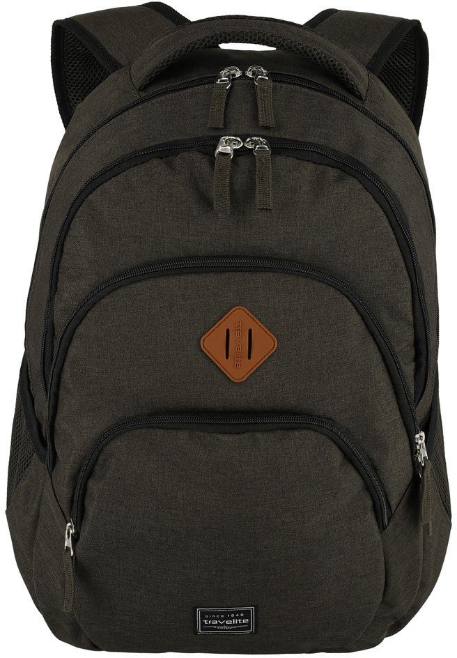 travelite Laptoprucksack Basics Melange, braun, mit 15-Zoll Laptopfach