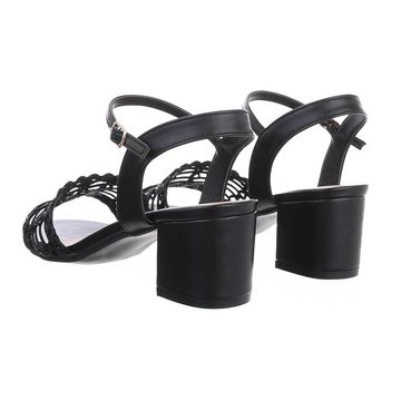 Ital-Design Damen Abendschuhe Elegant Sandalette Blockabsatz Sandalen & Sandaletten in Schwarz