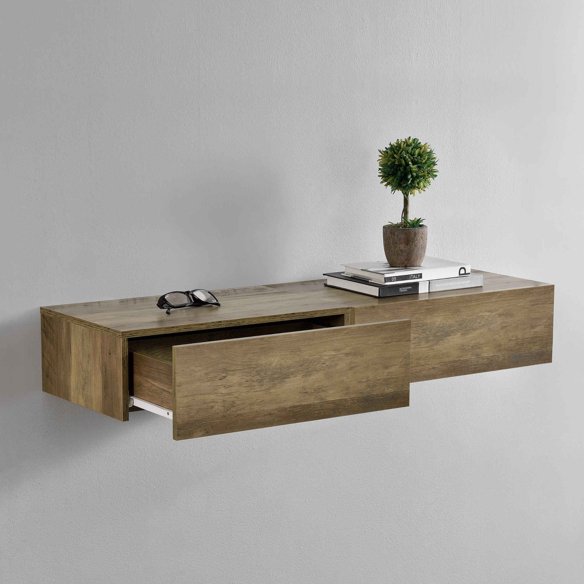 en.casa Nachtschrank »Oslo« in 2er Set mit Schublade 46x30x15cm Holzfarben – Bild 3 von 5