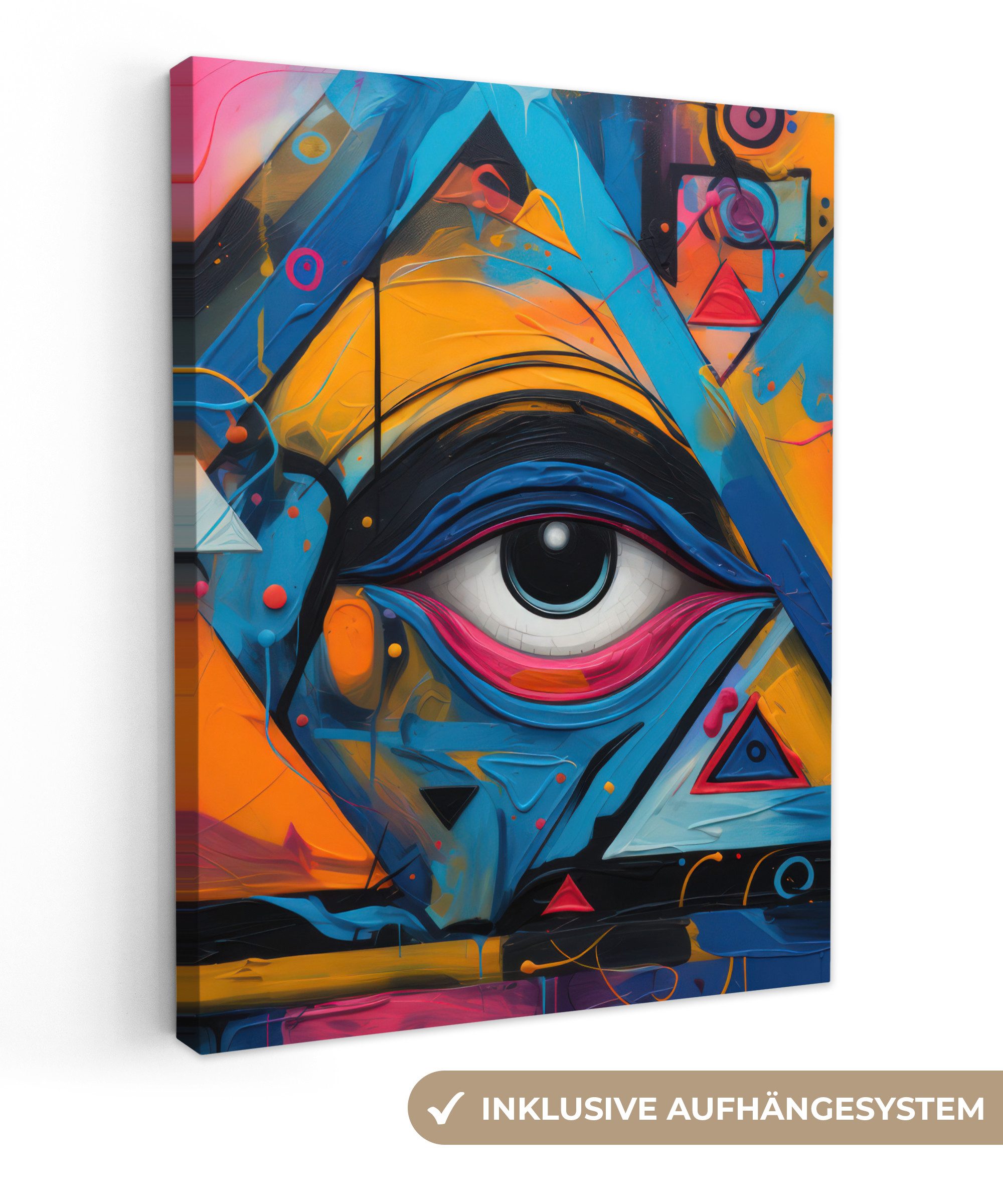 OneMillionCanvasses® Leinwandbild Graffiti - Farben - Auge - Kunst, Fotodruck (1 St), Leinwand Изображения für Wohnzimmer Schlafzimmer 30x40 cm